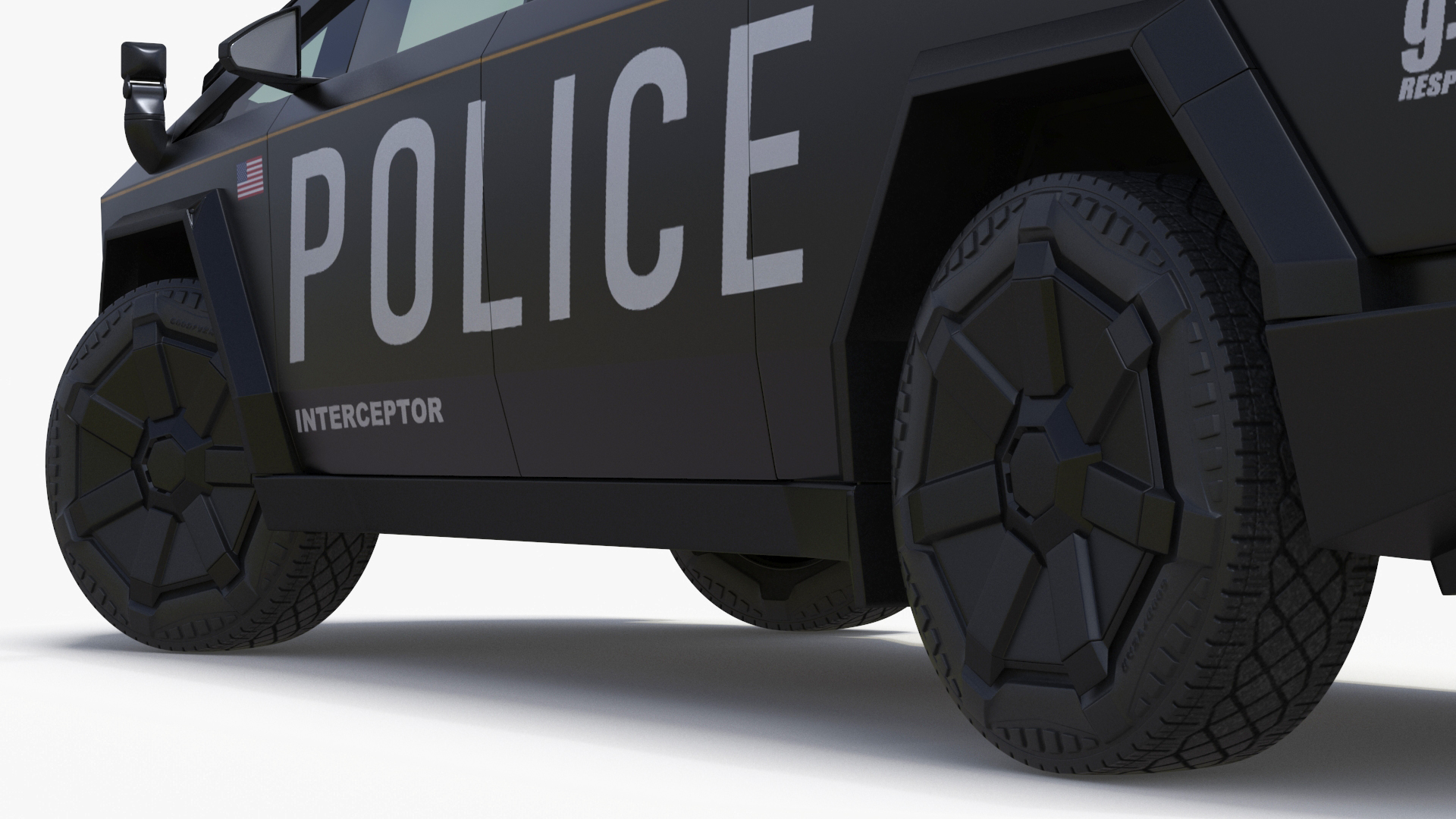 Tesla Cybertruck Police Car Rigged 3D model