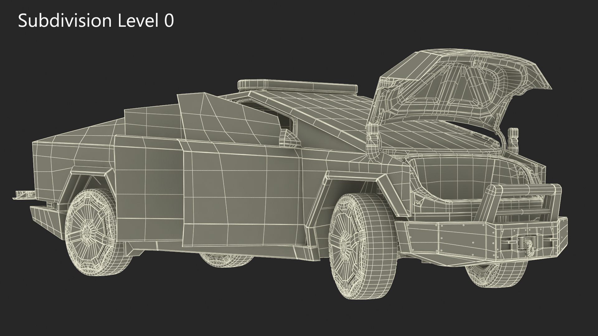 Tesla Cybertruck Police Car Rigged 3D model
