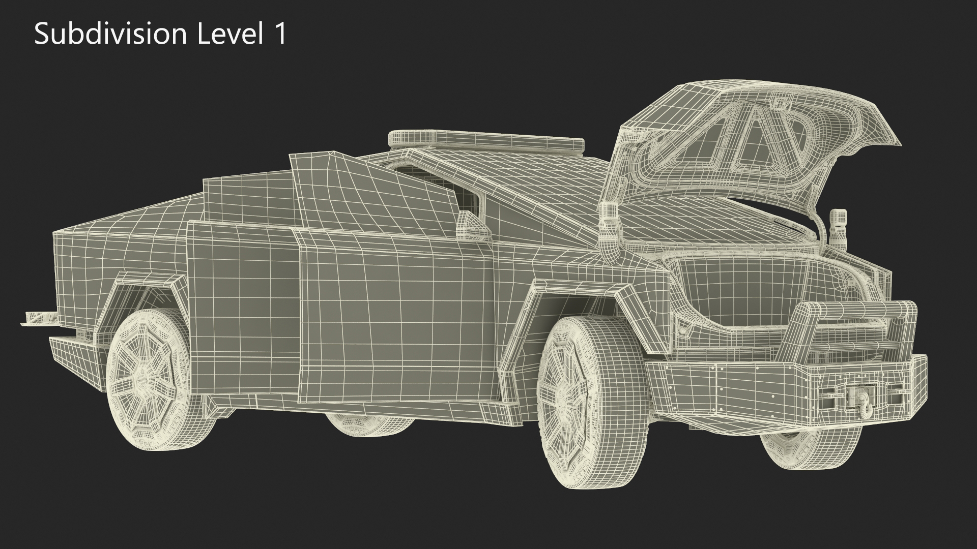 Tesla Cybertruck Police Car Rigged 3D model