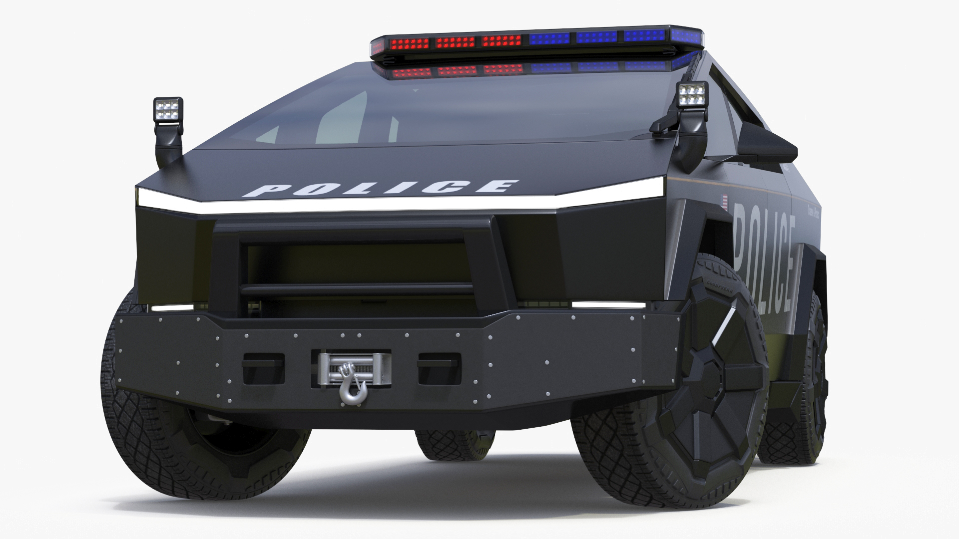 Tesla Cybertruck Police Car Rigged 3D model