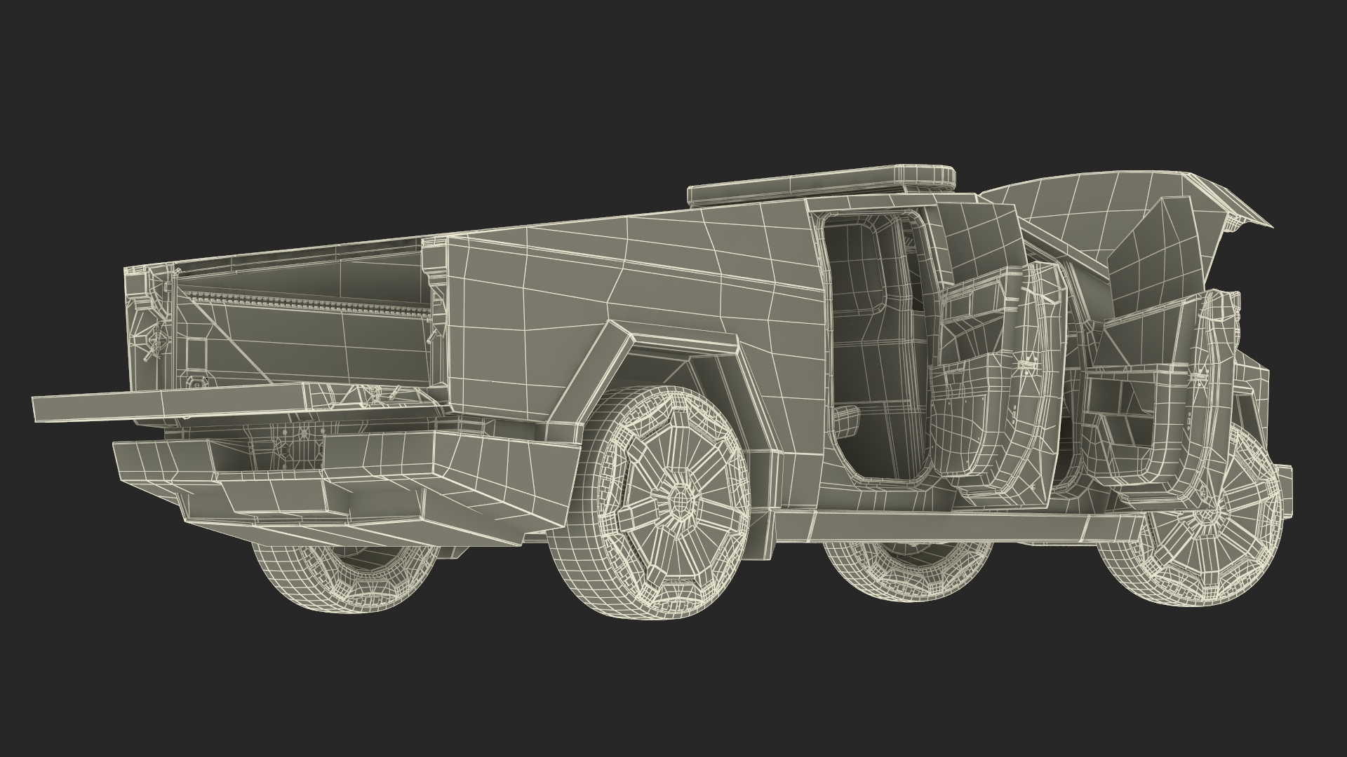 Tesla Cybertruck Police Car Rigged 3D model