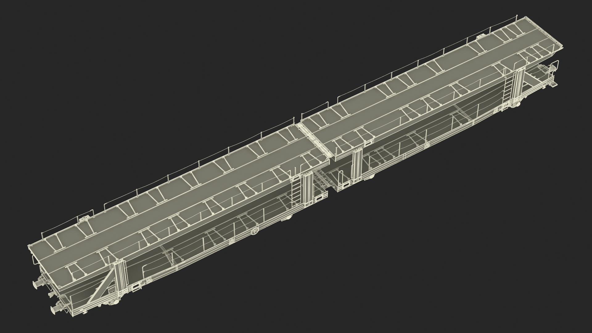 3D Freight Locomotive with Auto Carrier Loaded model