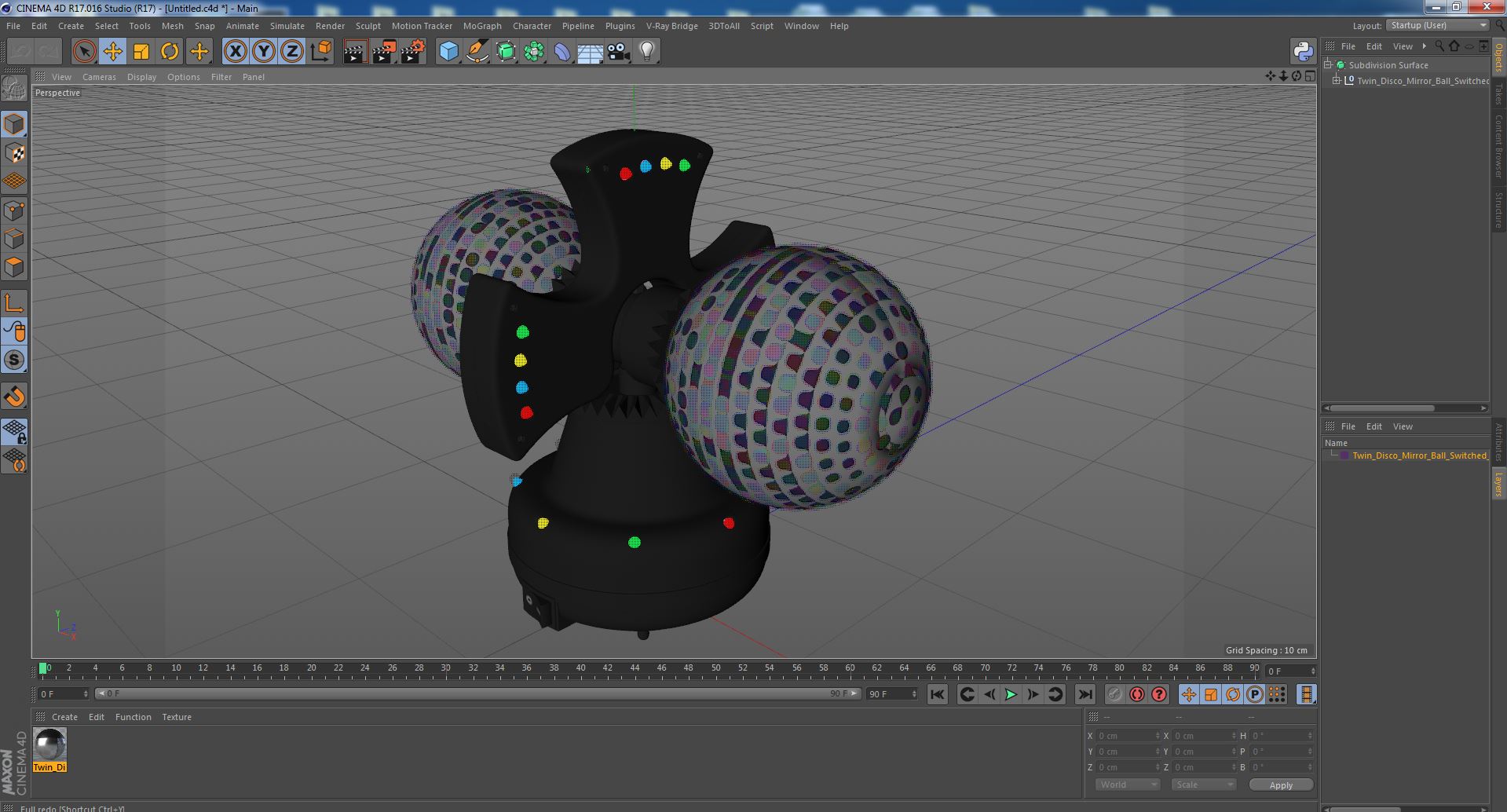 Twin Disco Mirror Ball Switched on 3D model