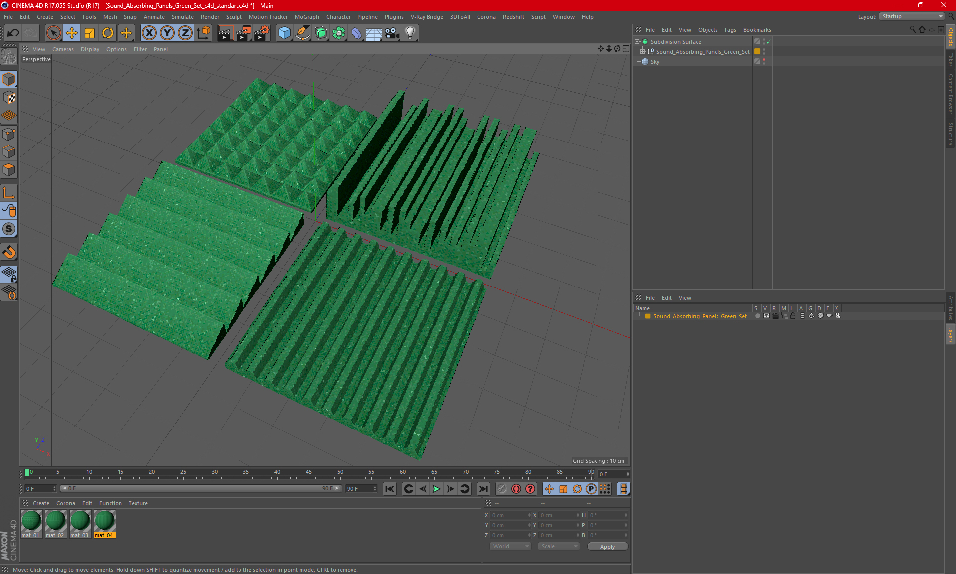 Sound Absorbing Panels Green Set 3D