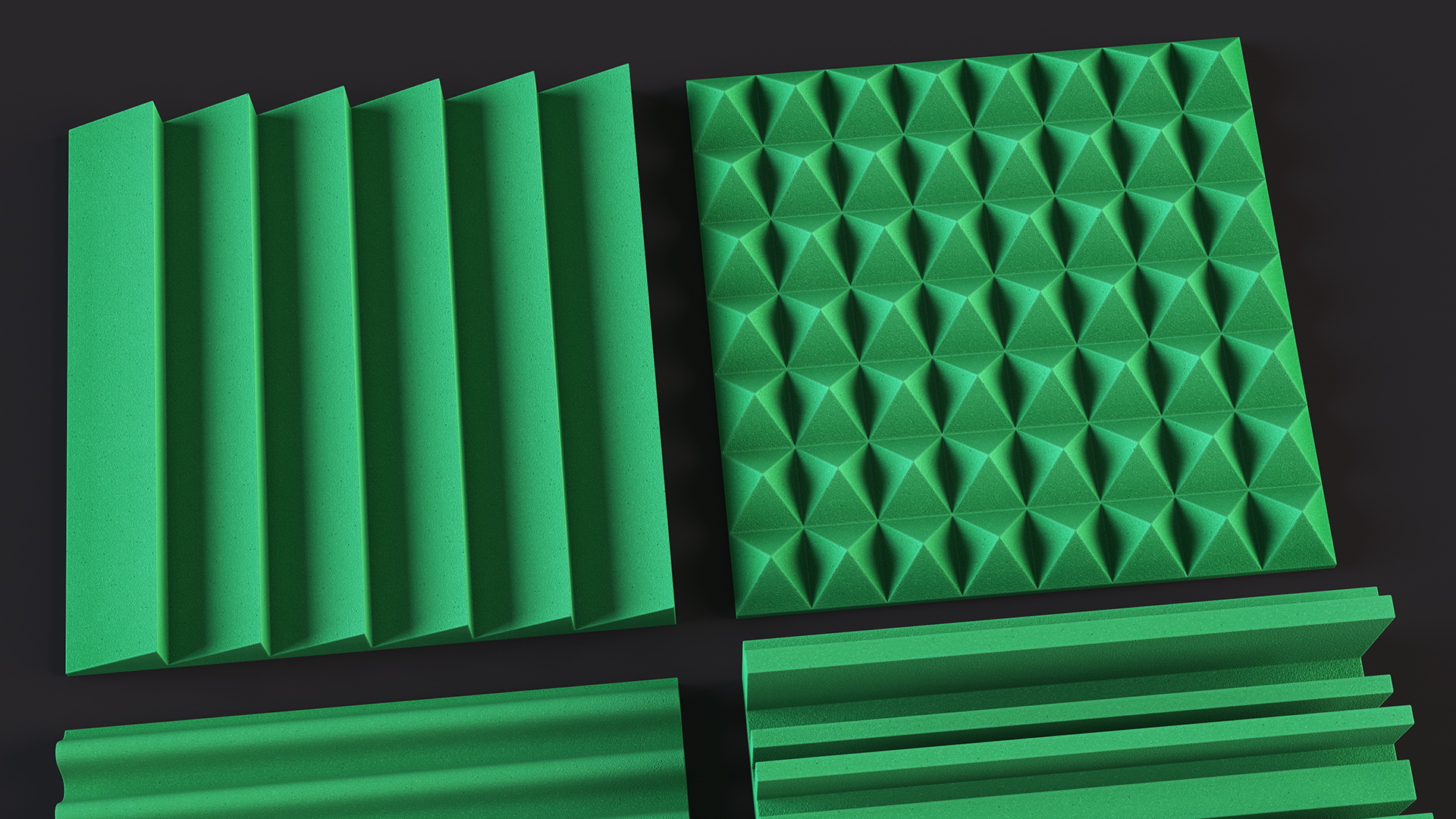 Sound Absorbing Panels Green Set 3D