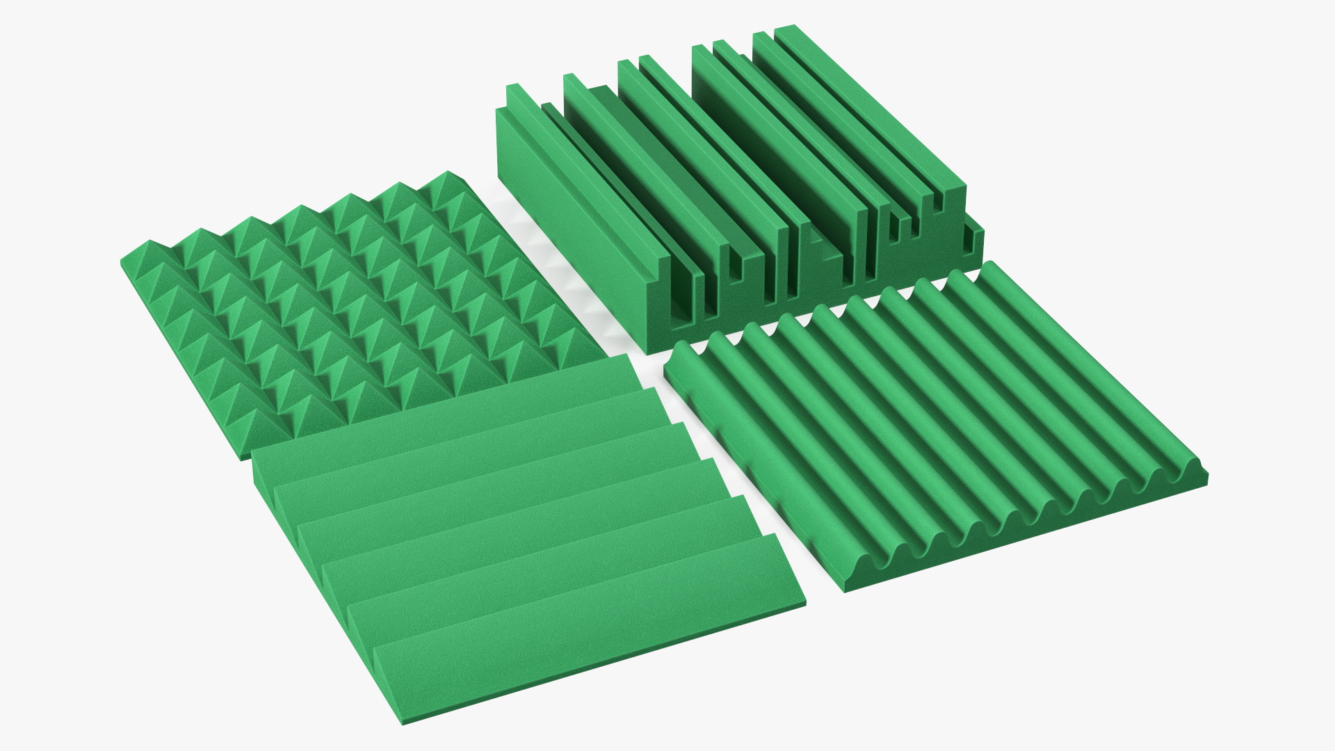 Sound Absorbing Panels Green Set 3D