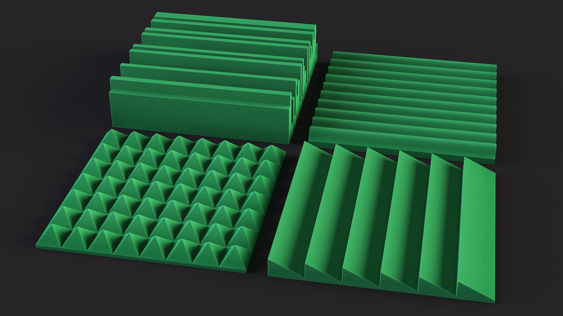 Sound Absorbing Panels Green Set 3D