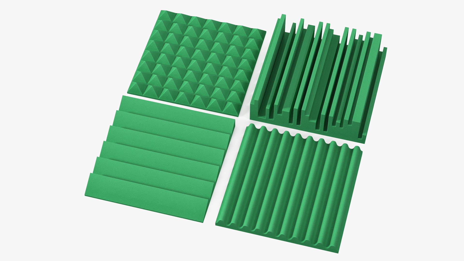 Sound Absorbing Panels Green Set 3D