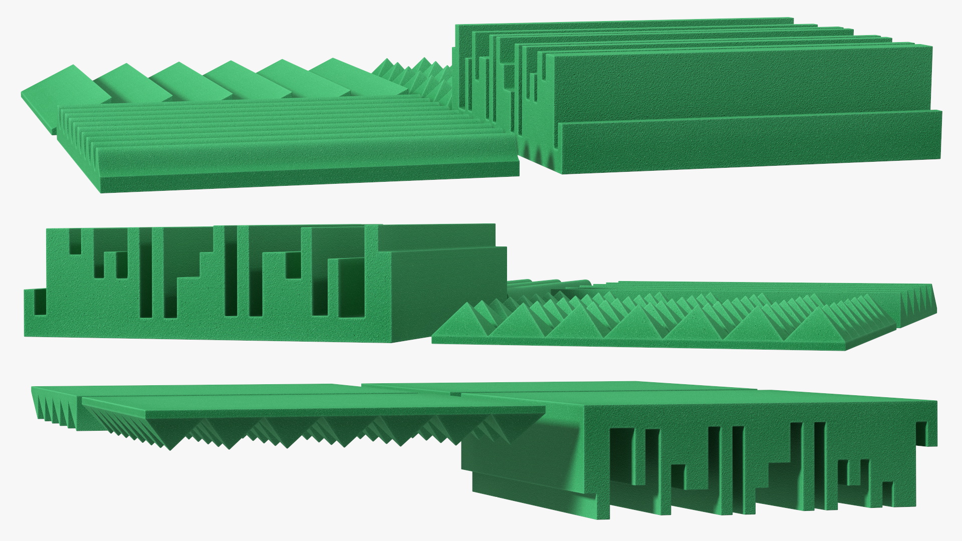 Sound Absorbing Panels Green Set 3D