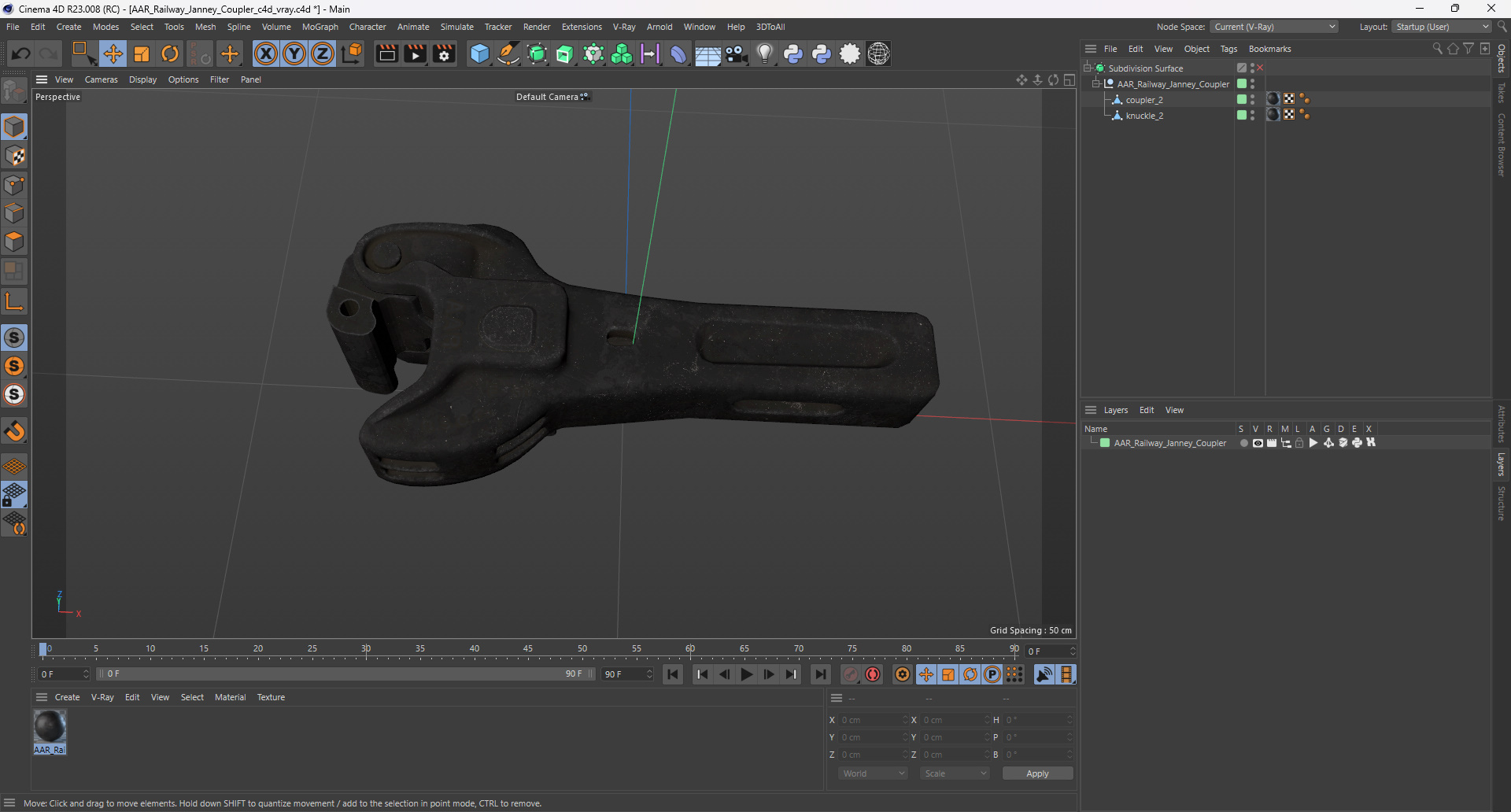 3D AAR Railway Janney Coupler