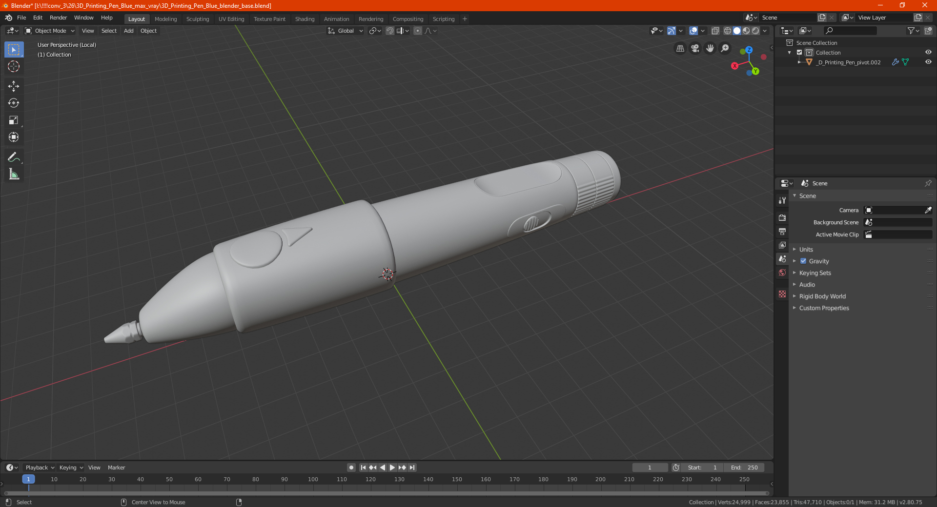 3D model 3D Printing Pen Blue