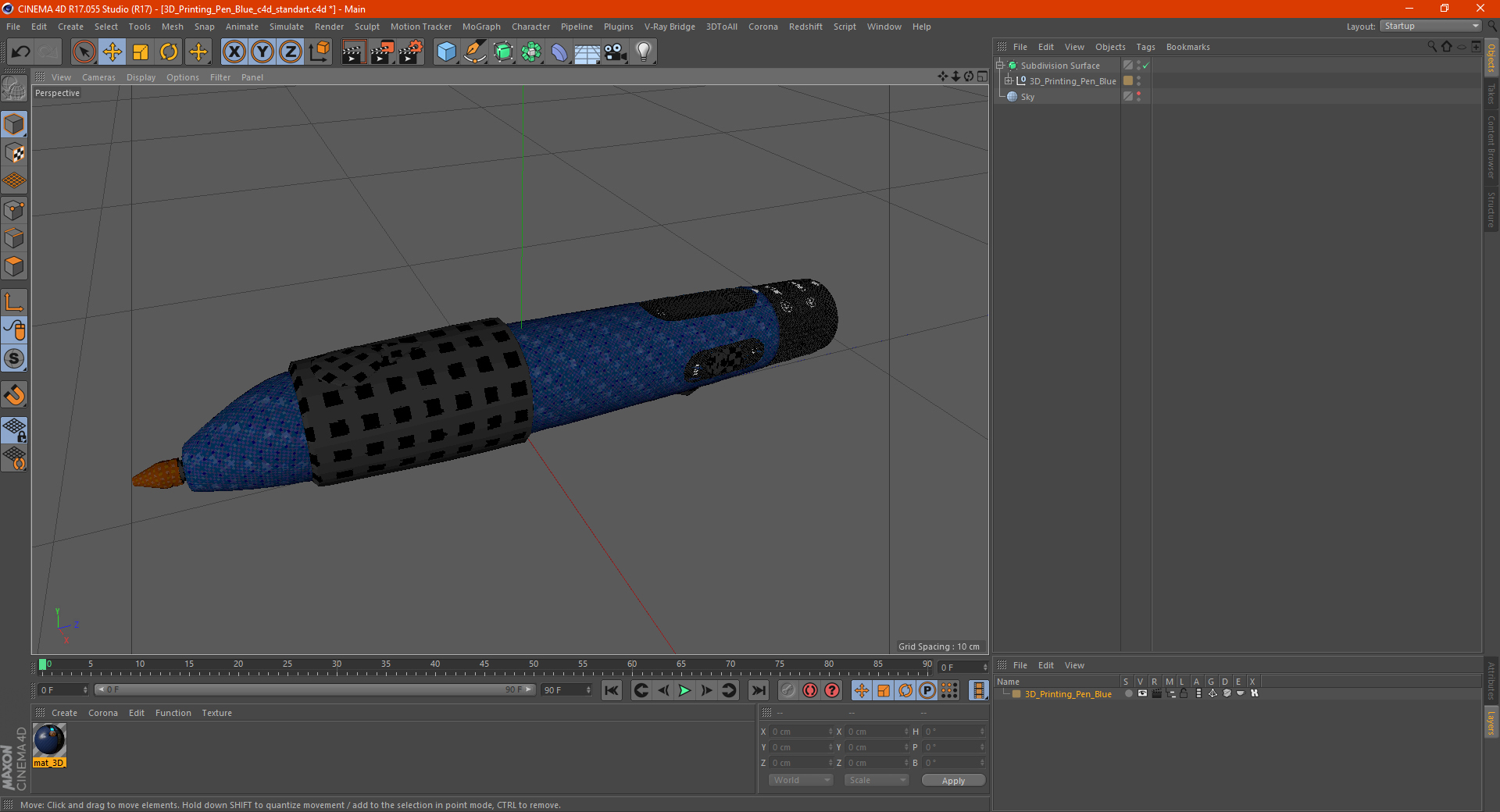 3D model 3D Printing Pen Blue