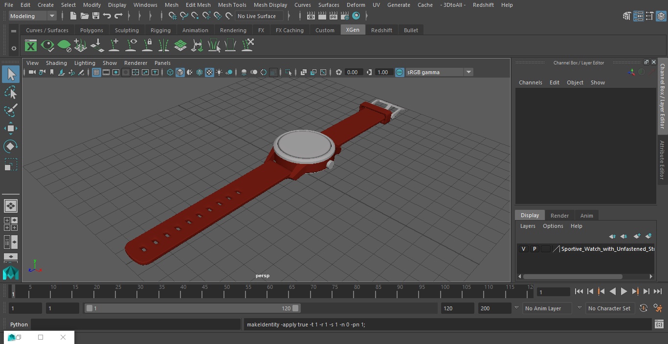 3D Sportive Watch with Unfastened Strap
