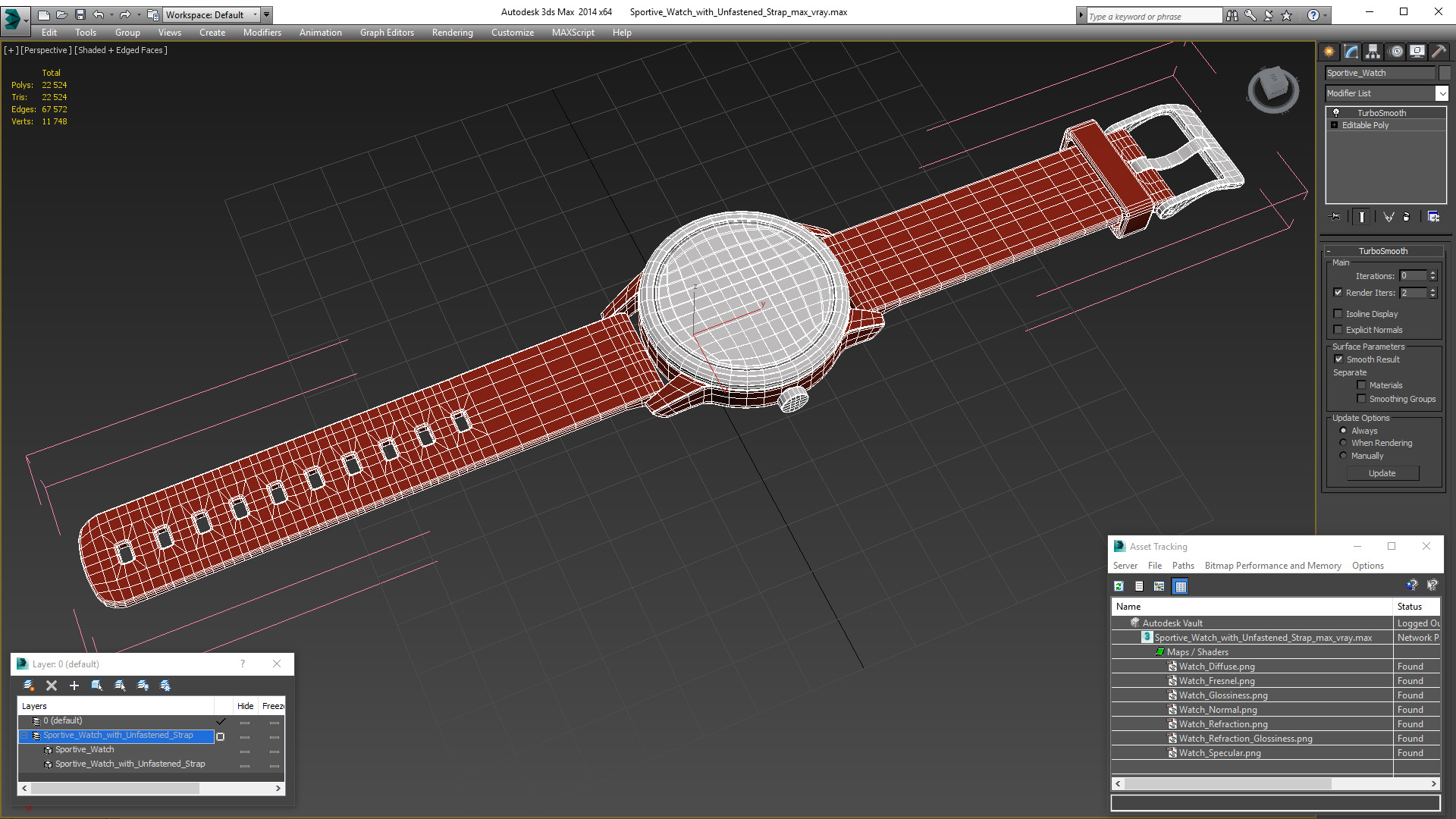 3D Sportive Watch with Unfastened Strap