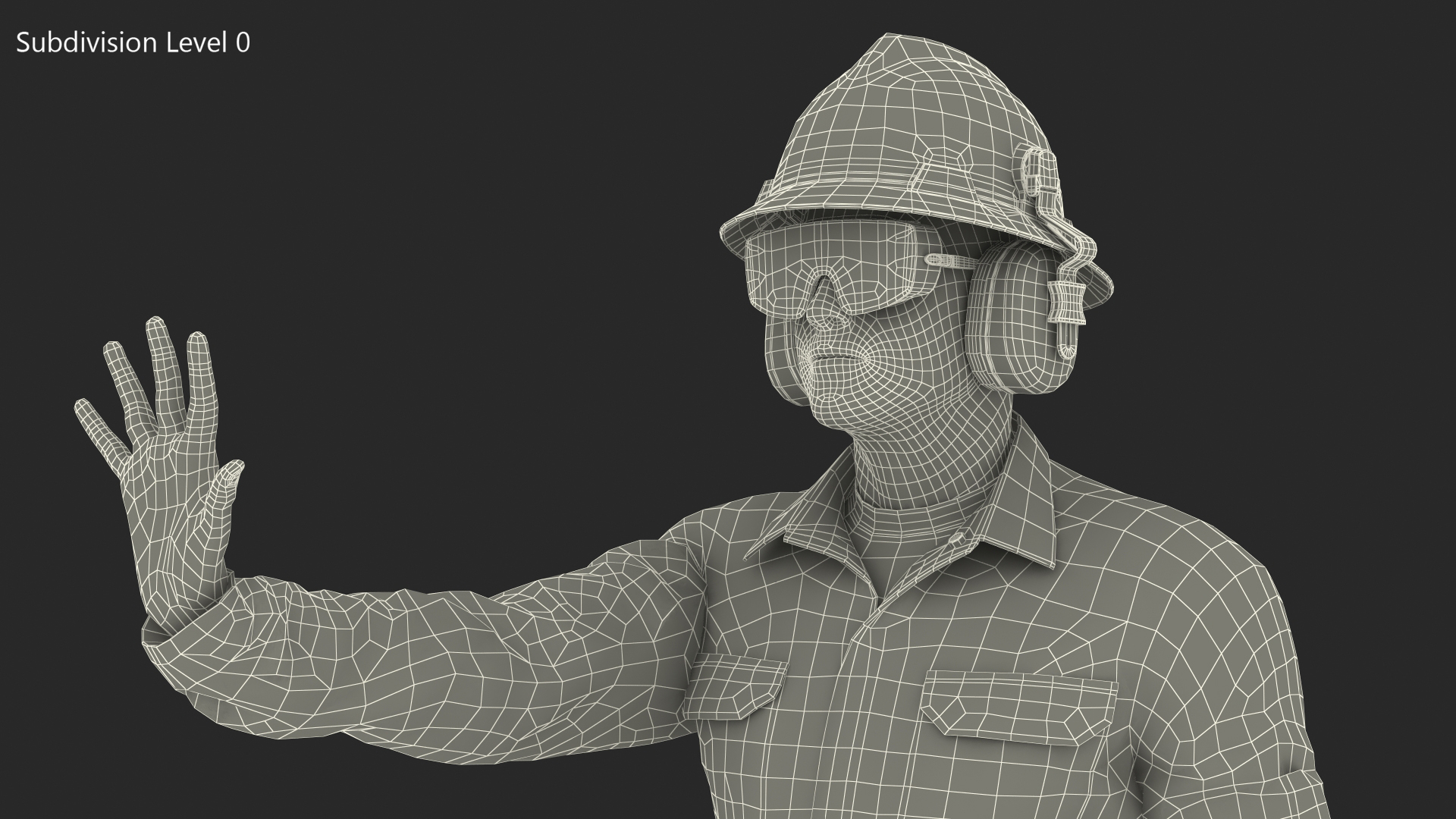 Oil Gas Worker Fully Equipped Standing Pose Fur 3D