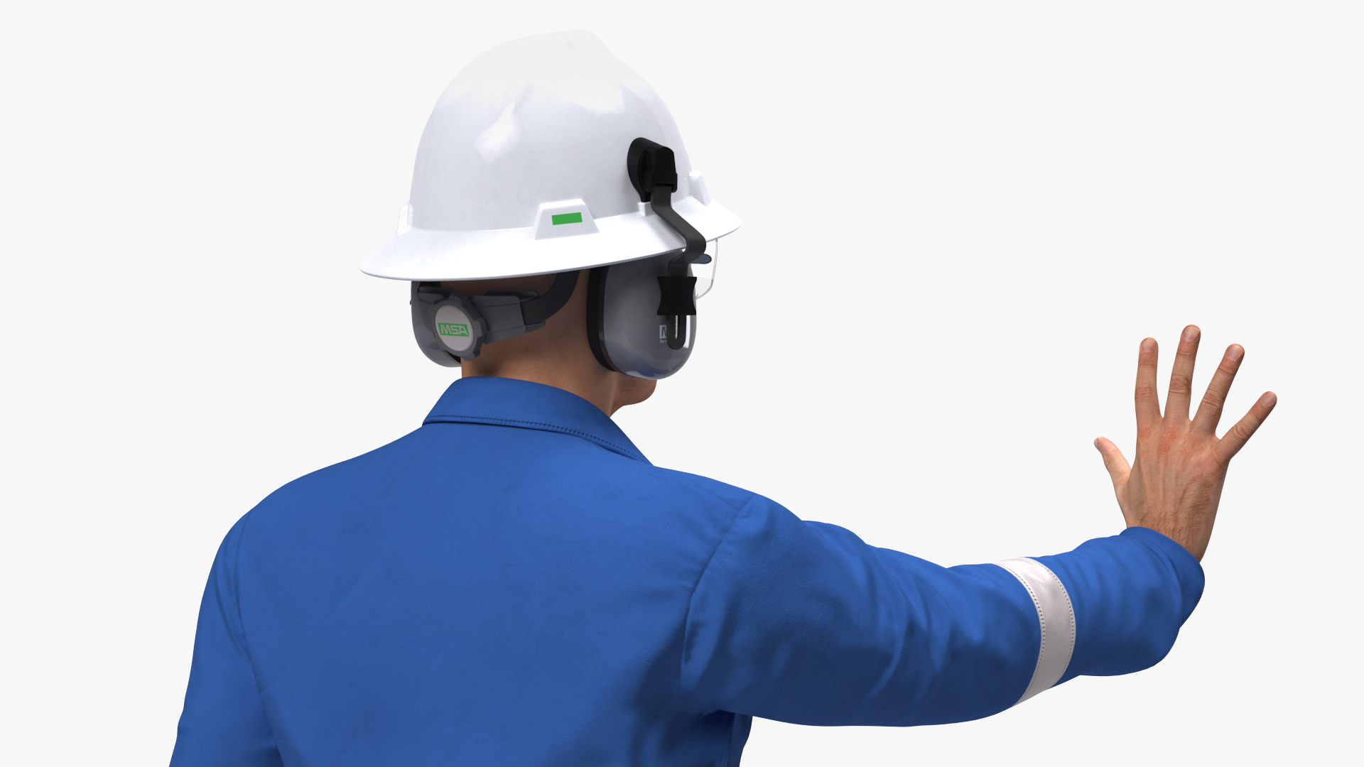 Oil Gas Worker Fully Equipped Standing Pose Fur 3D
