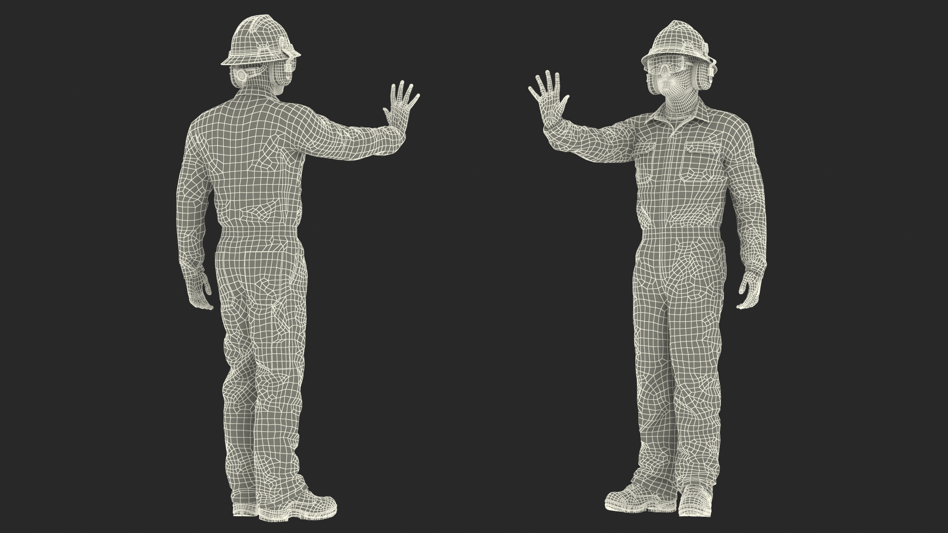 Oil Gas Worker Fully Equipped Standing Pose Fur 3D