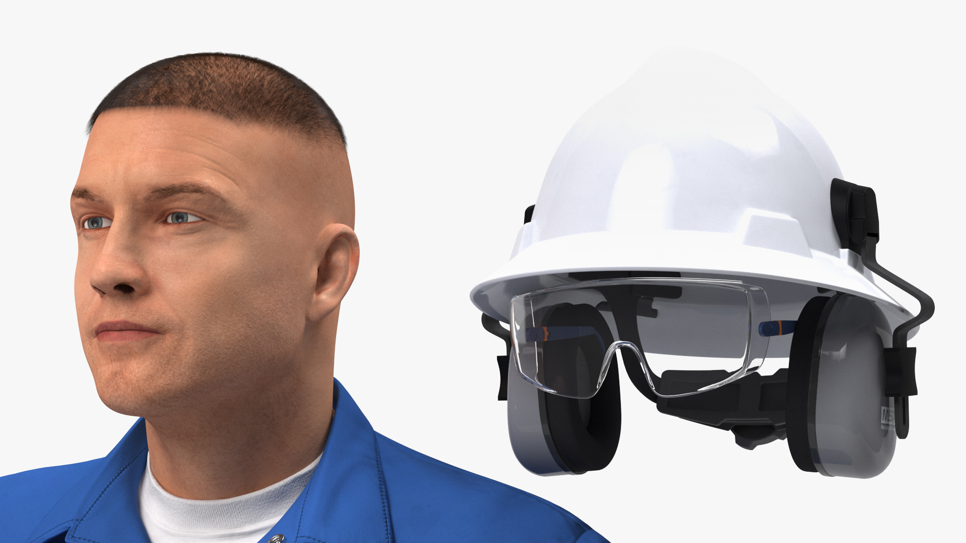 Oil Gas Worker Fully Equipped Standing Pose Fur 3D