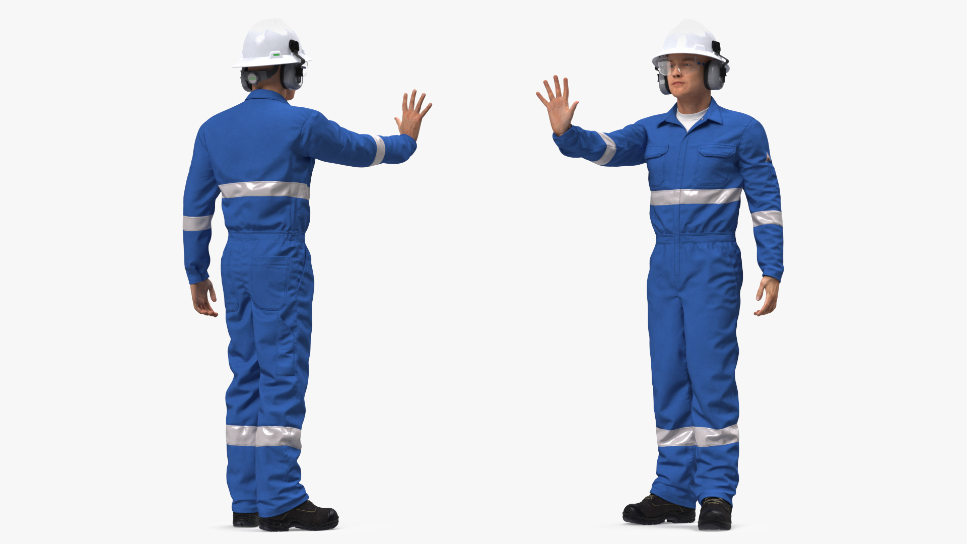 Oil Gas Worker Fully Equipped Standing Pose Fur 3D