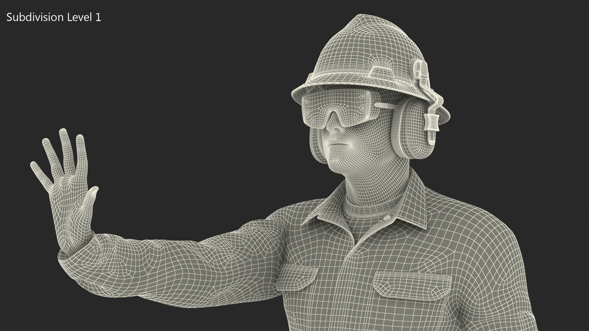 Oil Gas Worker Fully Equipped Standing Pose Fur 3D