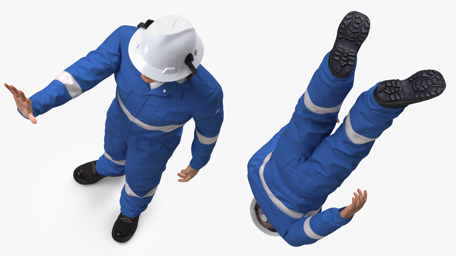 Oil Gas Worker Fully Equipped Standing Pose Fur 3D