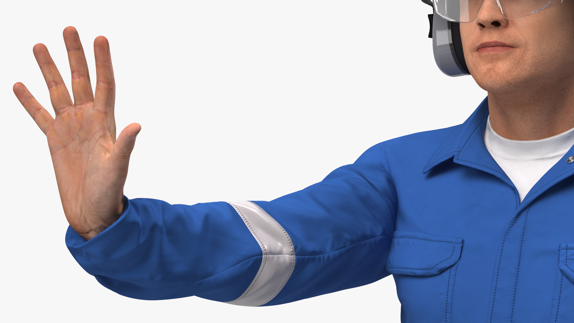 Oil Gas Worker Fully Equipped Standing Pose Fur 3D