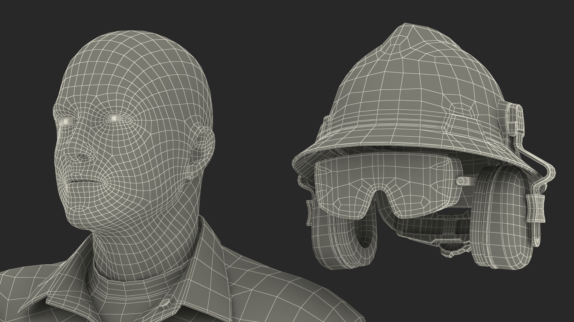 Oil Gas Worker Fully Equipped Standing Pose Fur 3D