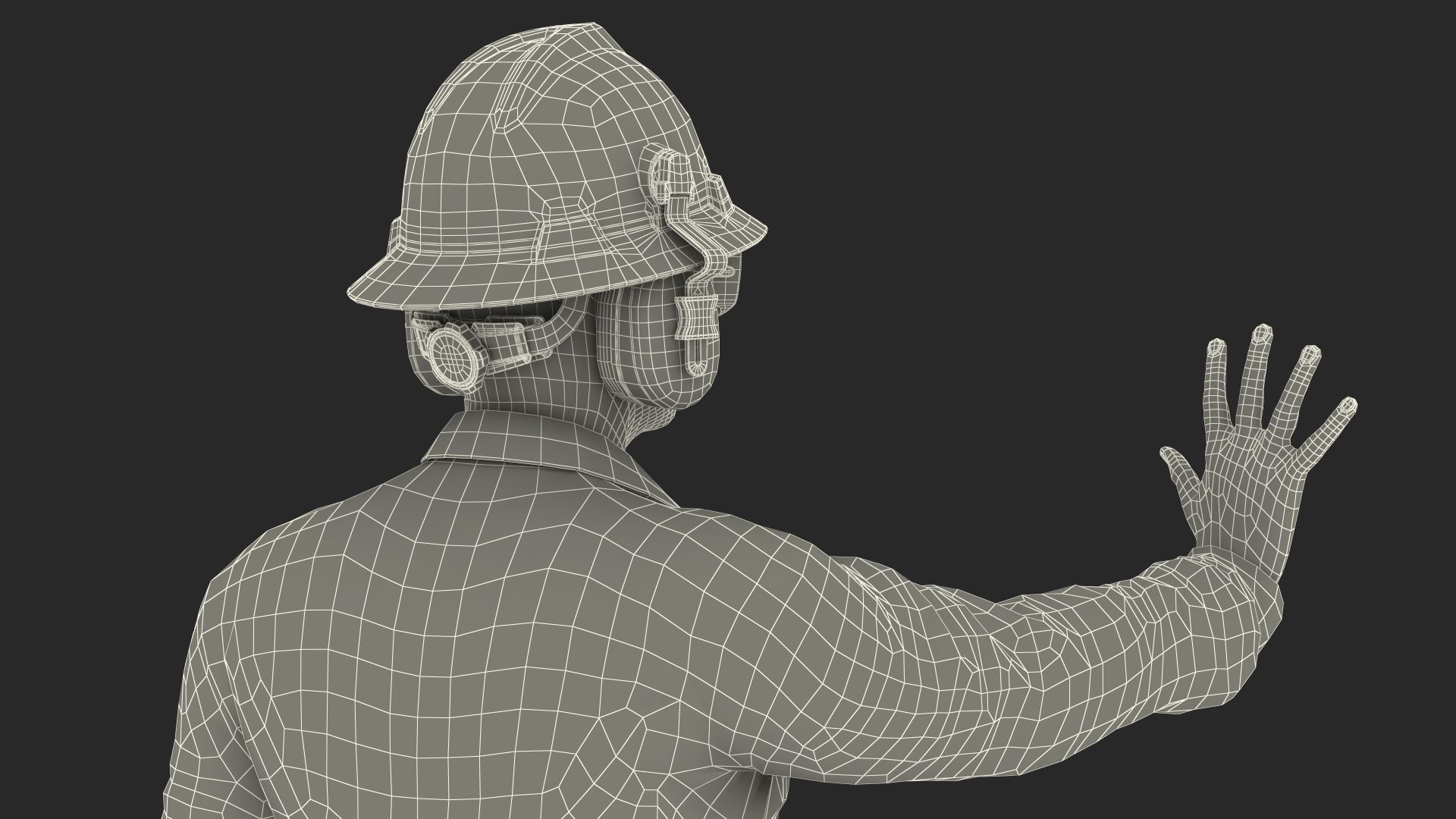 Oil Gas Worker Fully Equipped Standing Pose Fur 3D