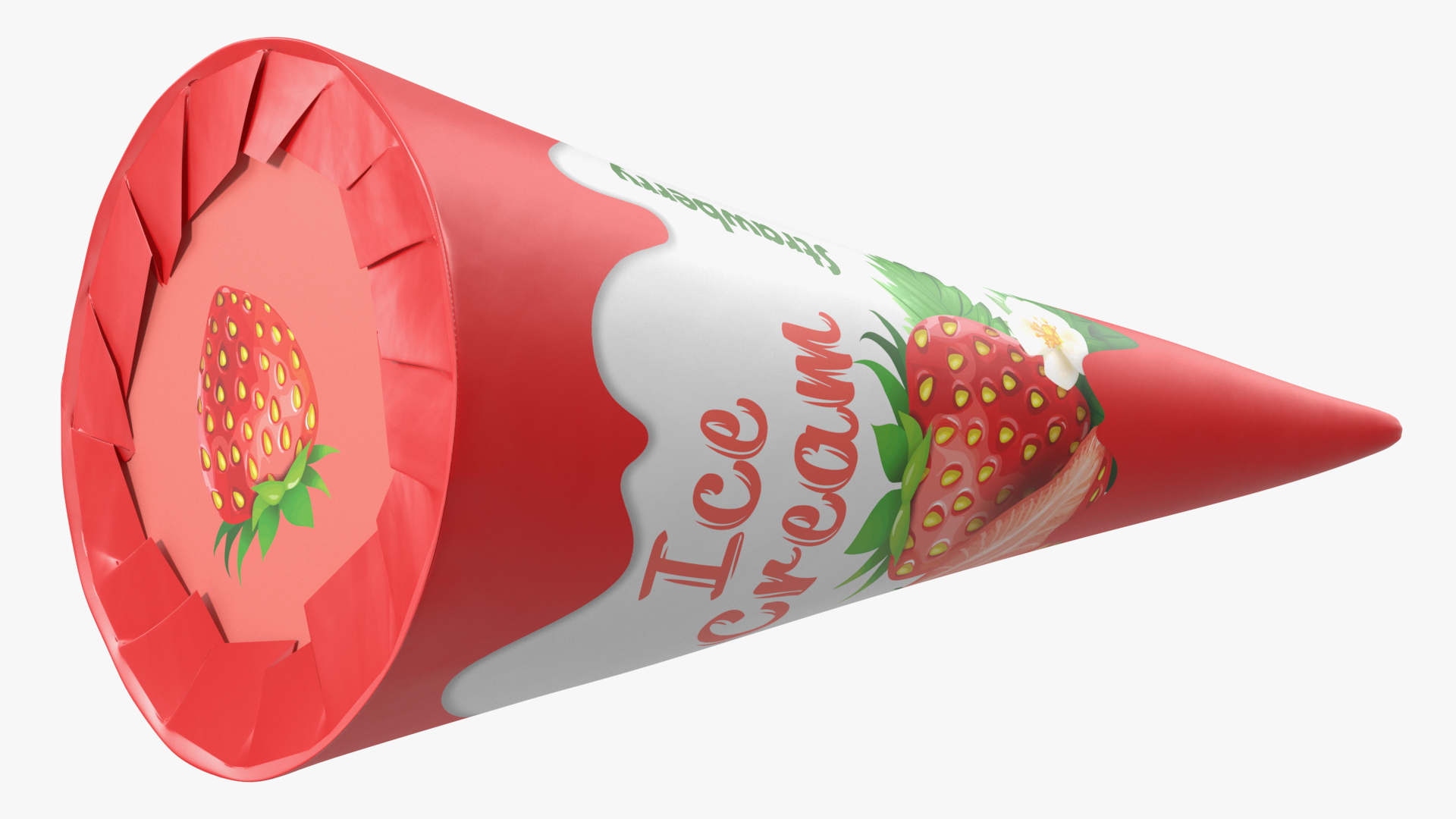 3D model Cone Ice Cream Package Mockup Strawberry