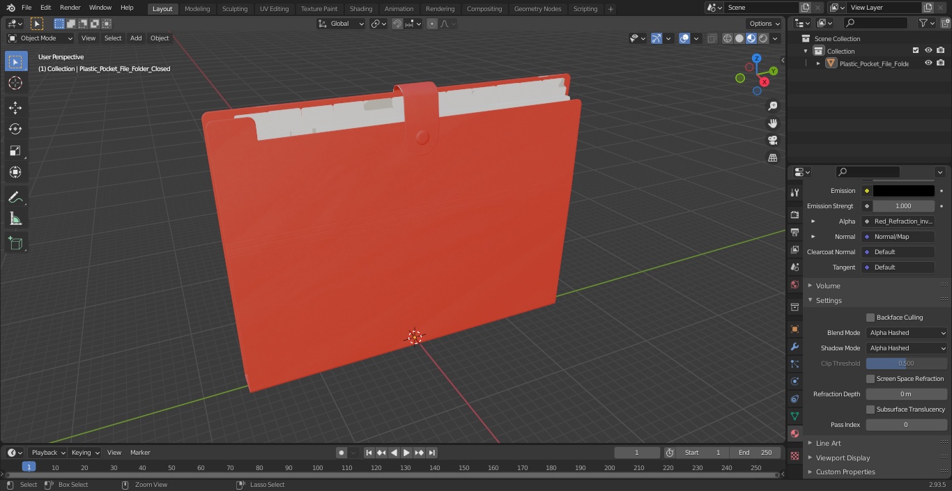 3D Plastic Pocket File Folder Closed model
