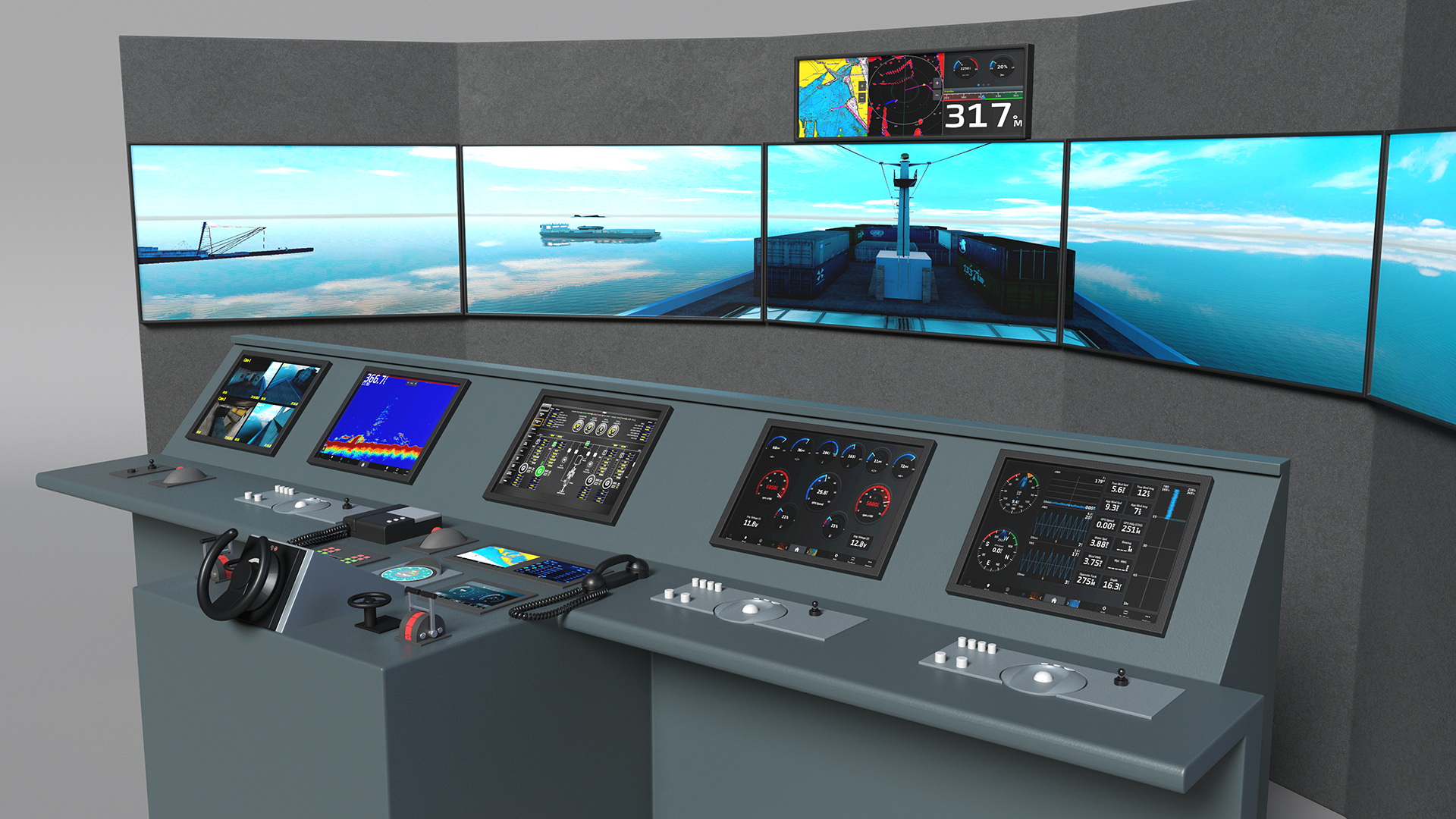 3D Ship Control System Simulator with Screen