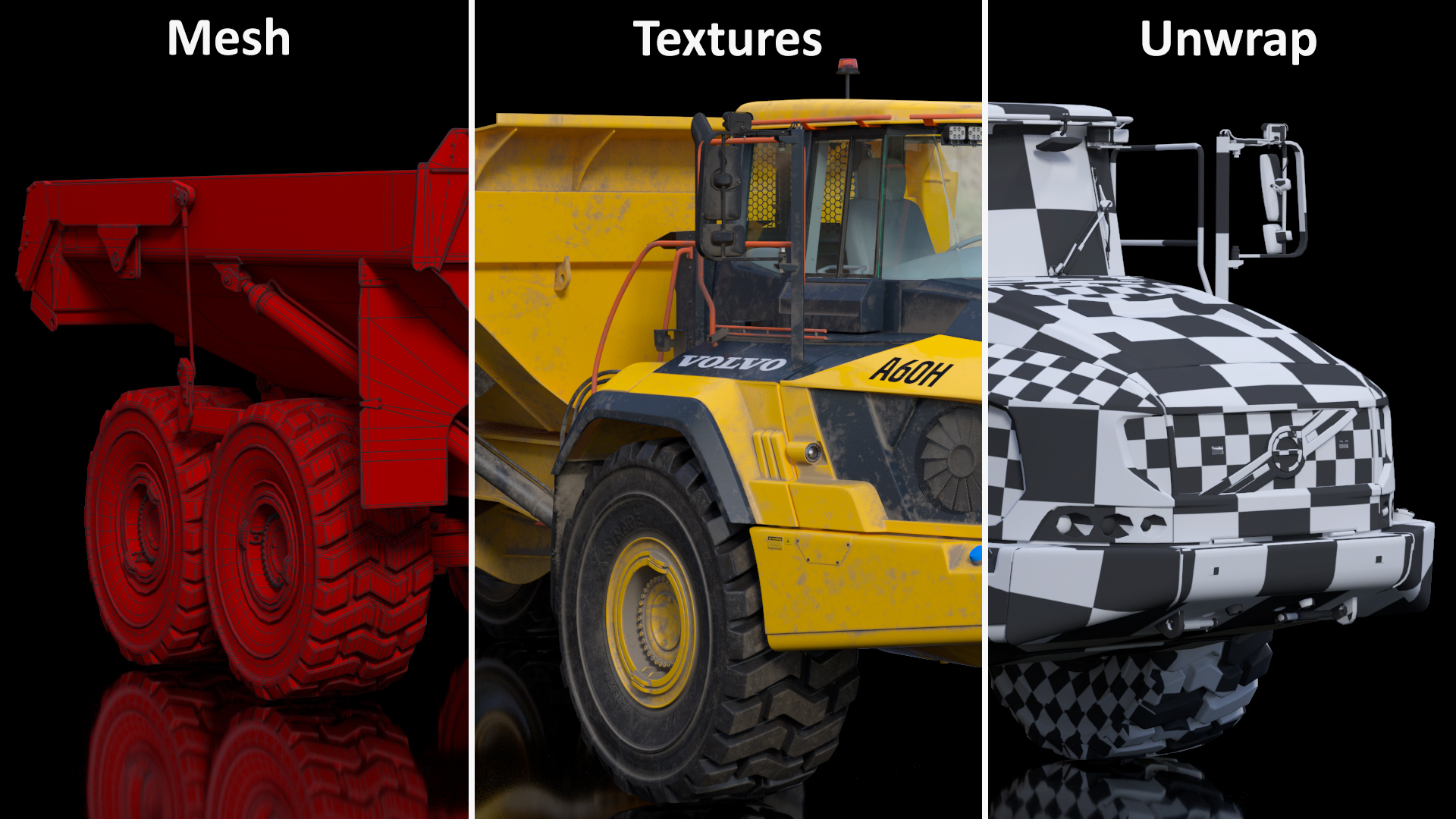 Volvo A60H Truck Dirty Rigged 3D model