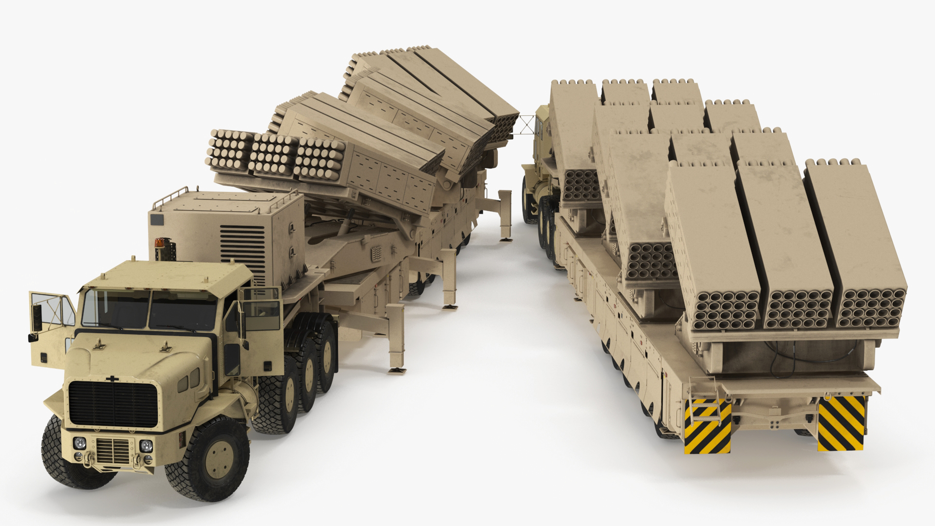 Rocket Launch System Jobaria with Oshkosh Transporter Sand Rigged for Maya 3D model