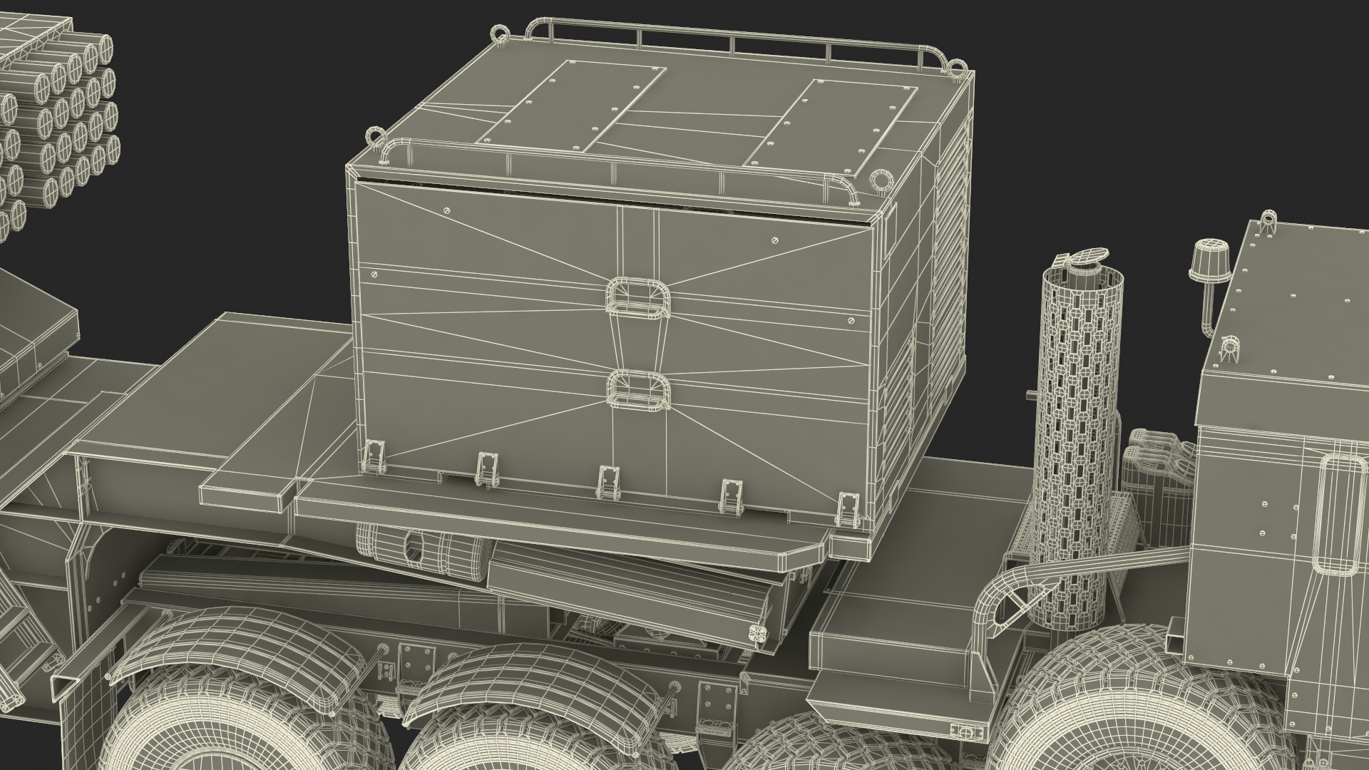Rocket Launch System Jobaria with Oshkosh Transporter Sand Rigged for Maya 3D model