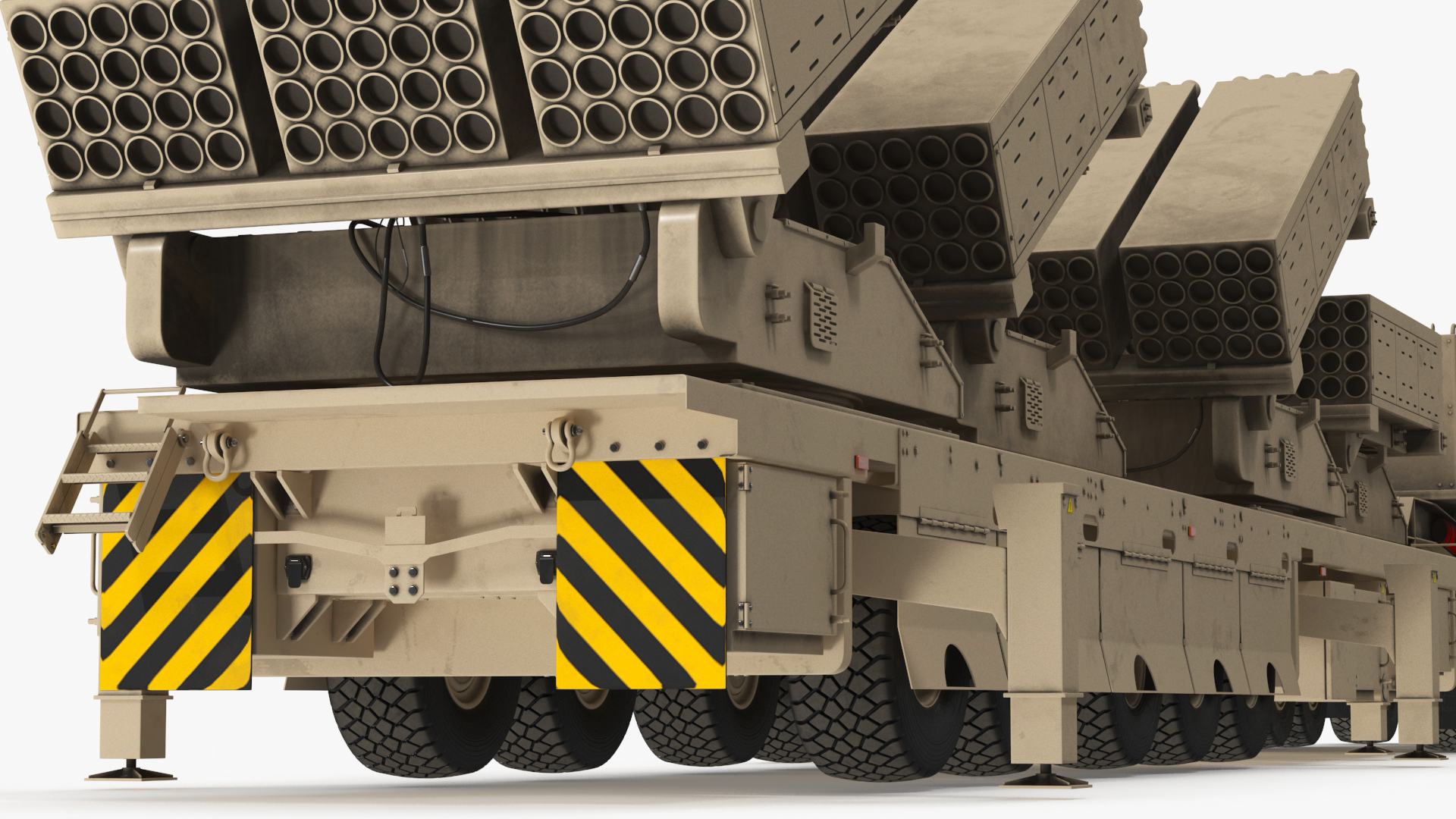 Rocket Launch System Jobaria with Oshkosh Transporter Sand Rigged for Maya 3D model
