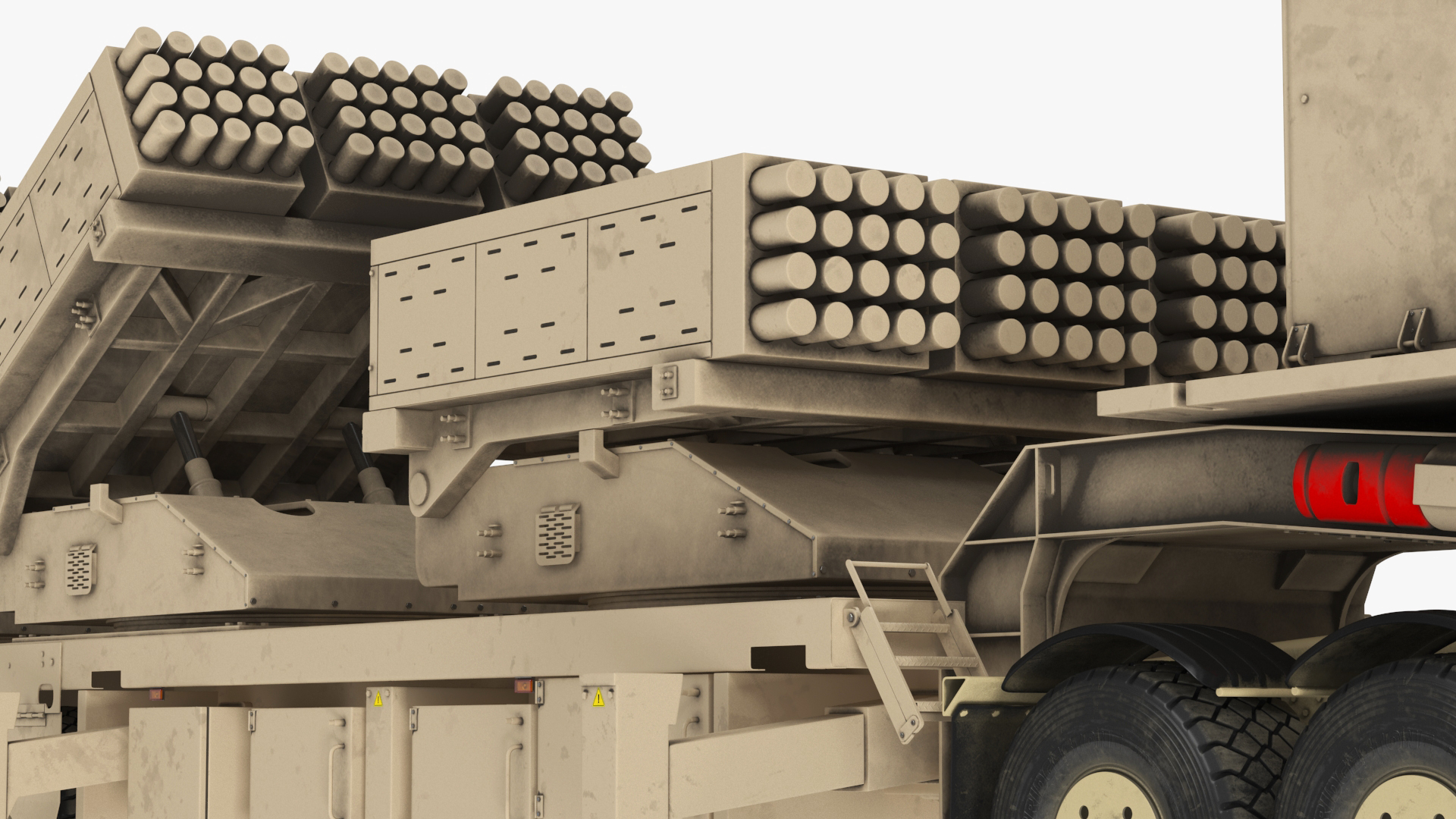 Rocket Launch System Jobaria with Oshkosh Transporter Sand Rigged for Maya 3D model