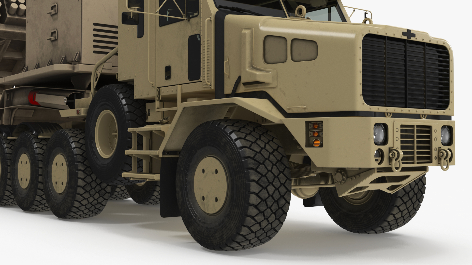 Rocket Launch System Jobaria with Oshkosh Transporter Sand Rigged for Maya 3D model