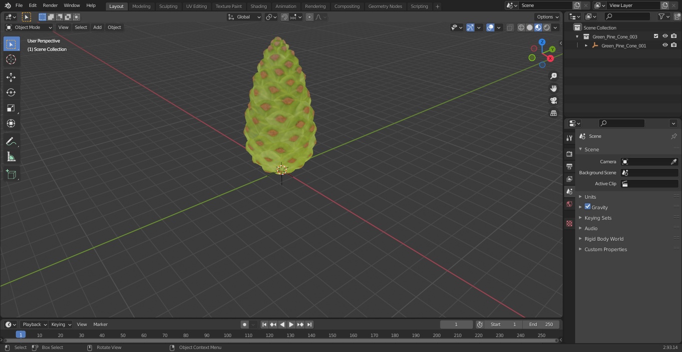 3D model Green Pine Cone