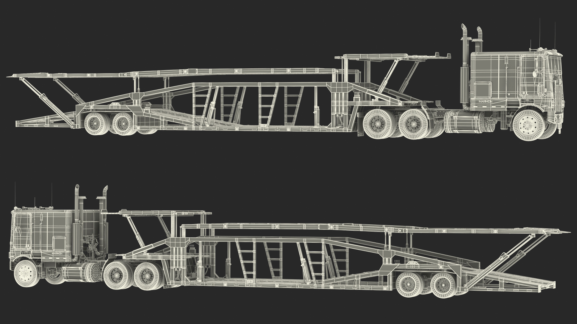 Marmon Truck with Sun Valley Car Carrier Rigged 3D