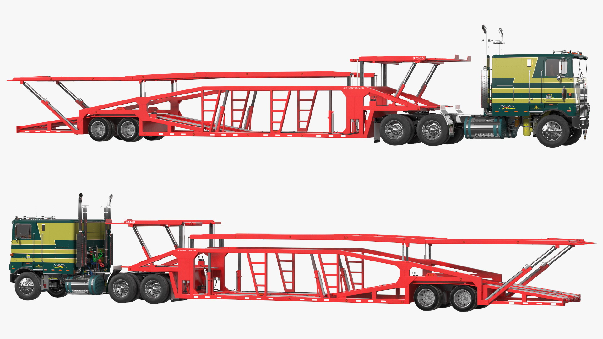 Marmon Truck with Sun Valley Car Carrier Rigged 3D