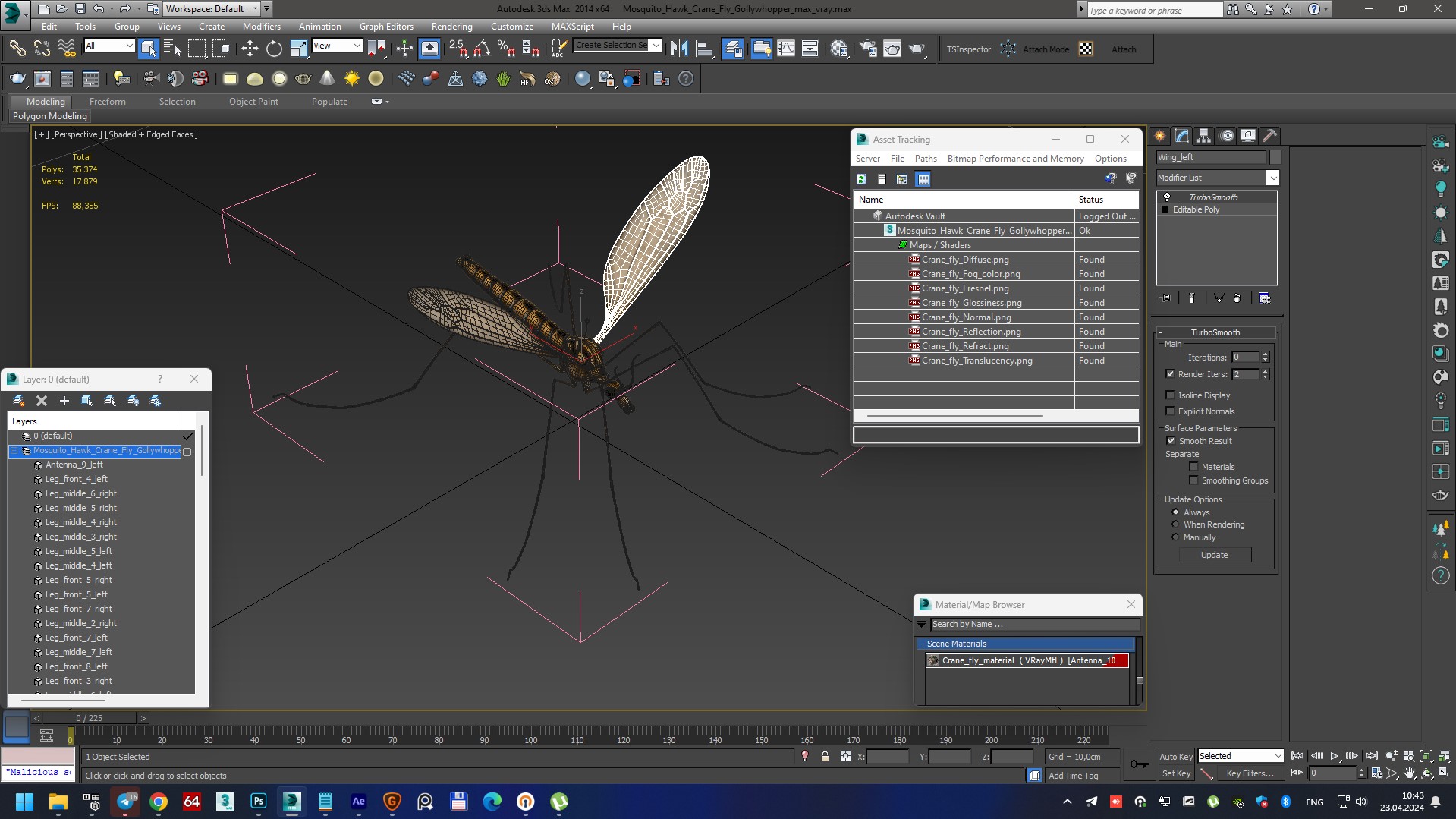 3D Mosquito Hawk Crane Fly Gollywhopper
