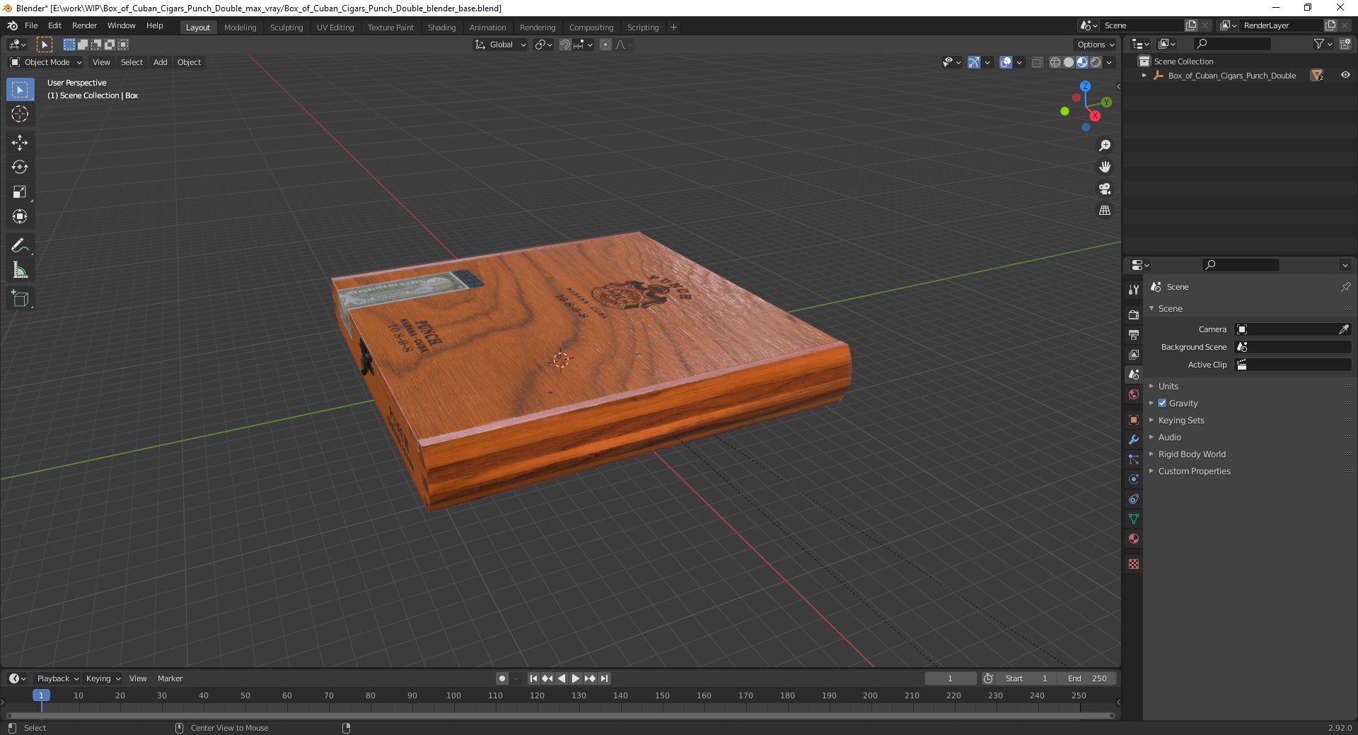 Box of Cuban Cigars Punch Double 3D