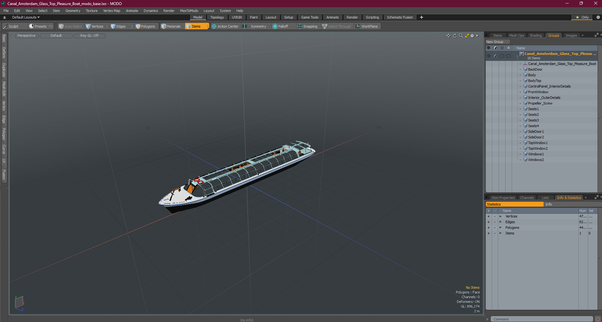 Canal Amsterdam Glass Top Pleasure Boat 3D model