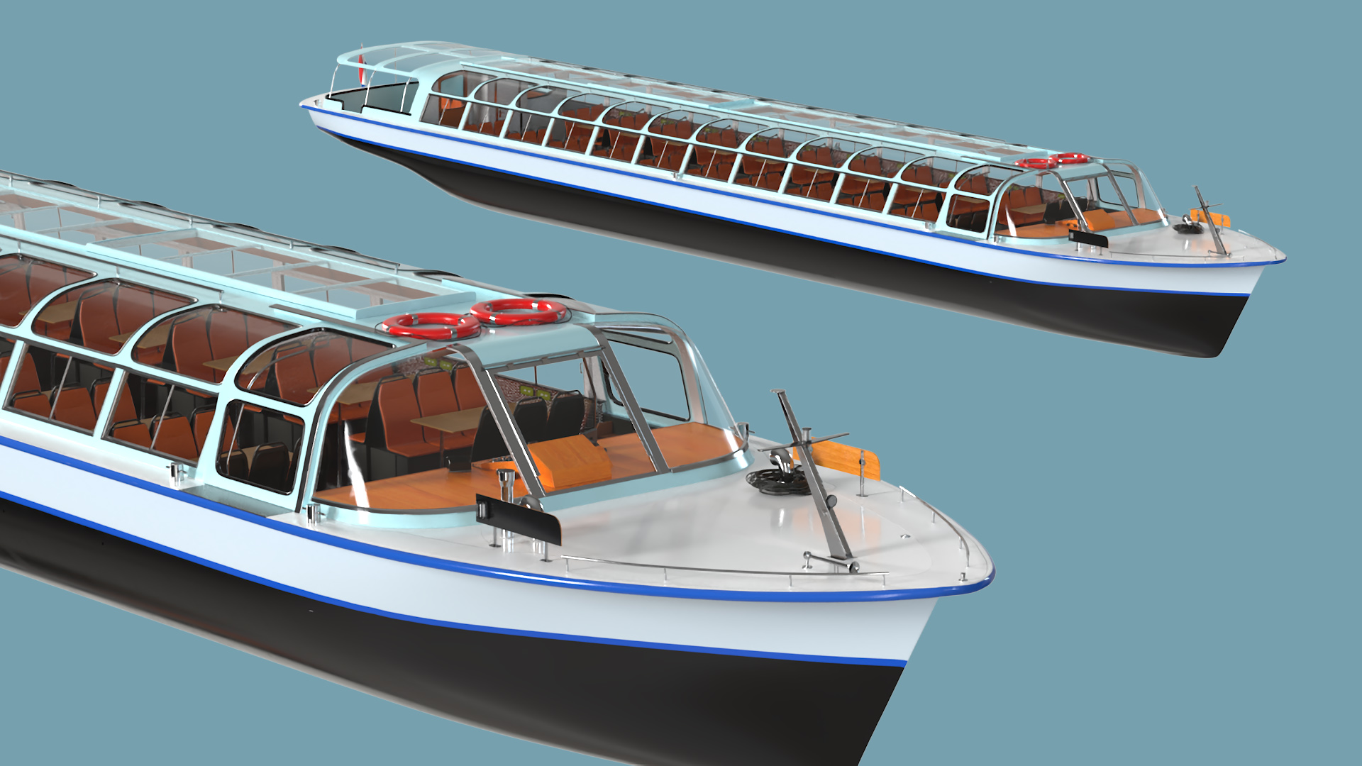 Canal Amsterdam Glass Top Pleasure Boat 3D model