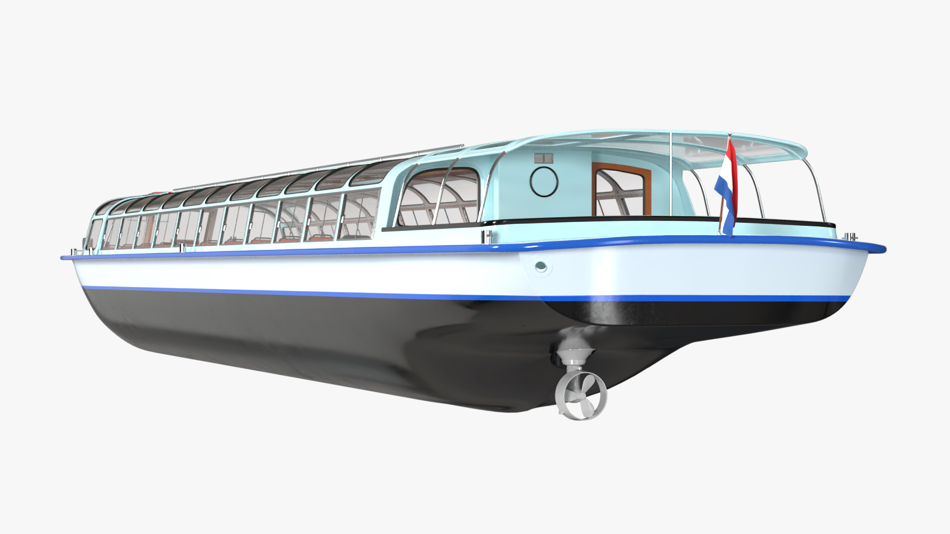 Canal Amsterdam Glass Top Pleasure Boat 3D model