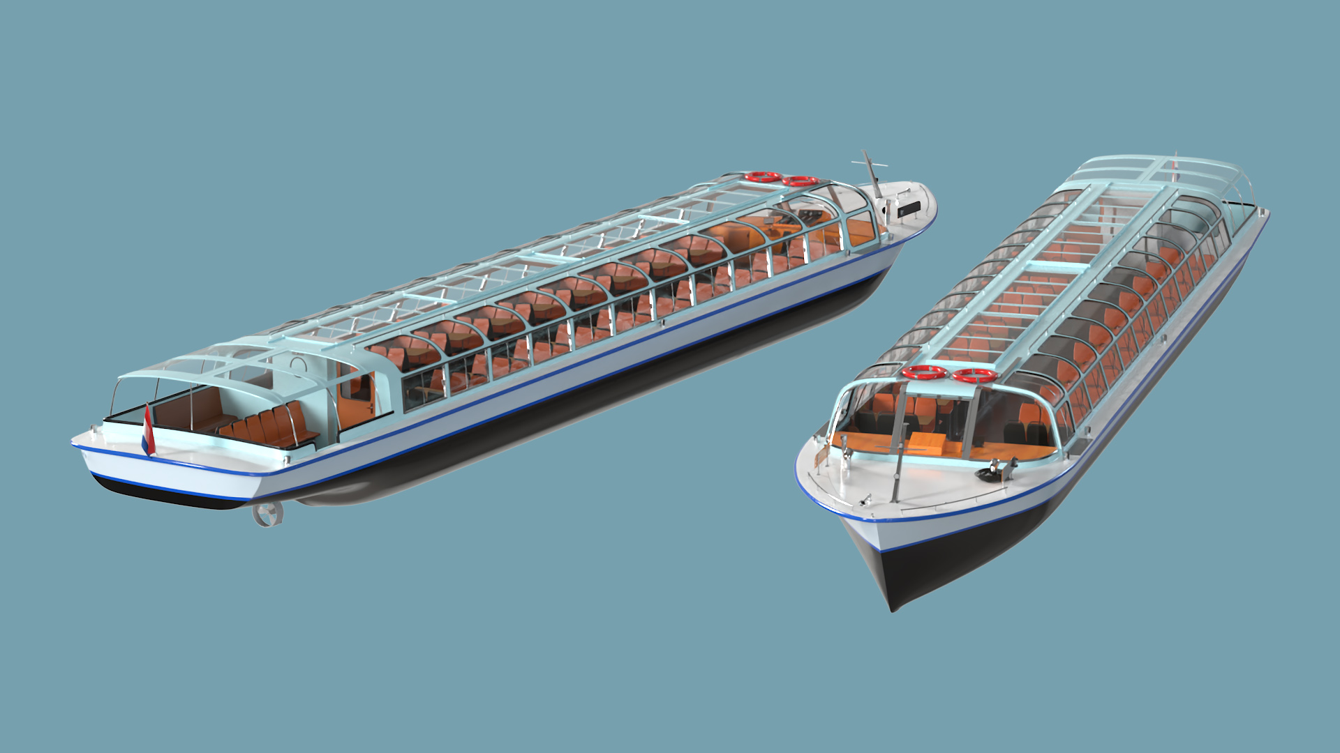 Canal Amsterdam Glass Top Pleasure Boat 3D model