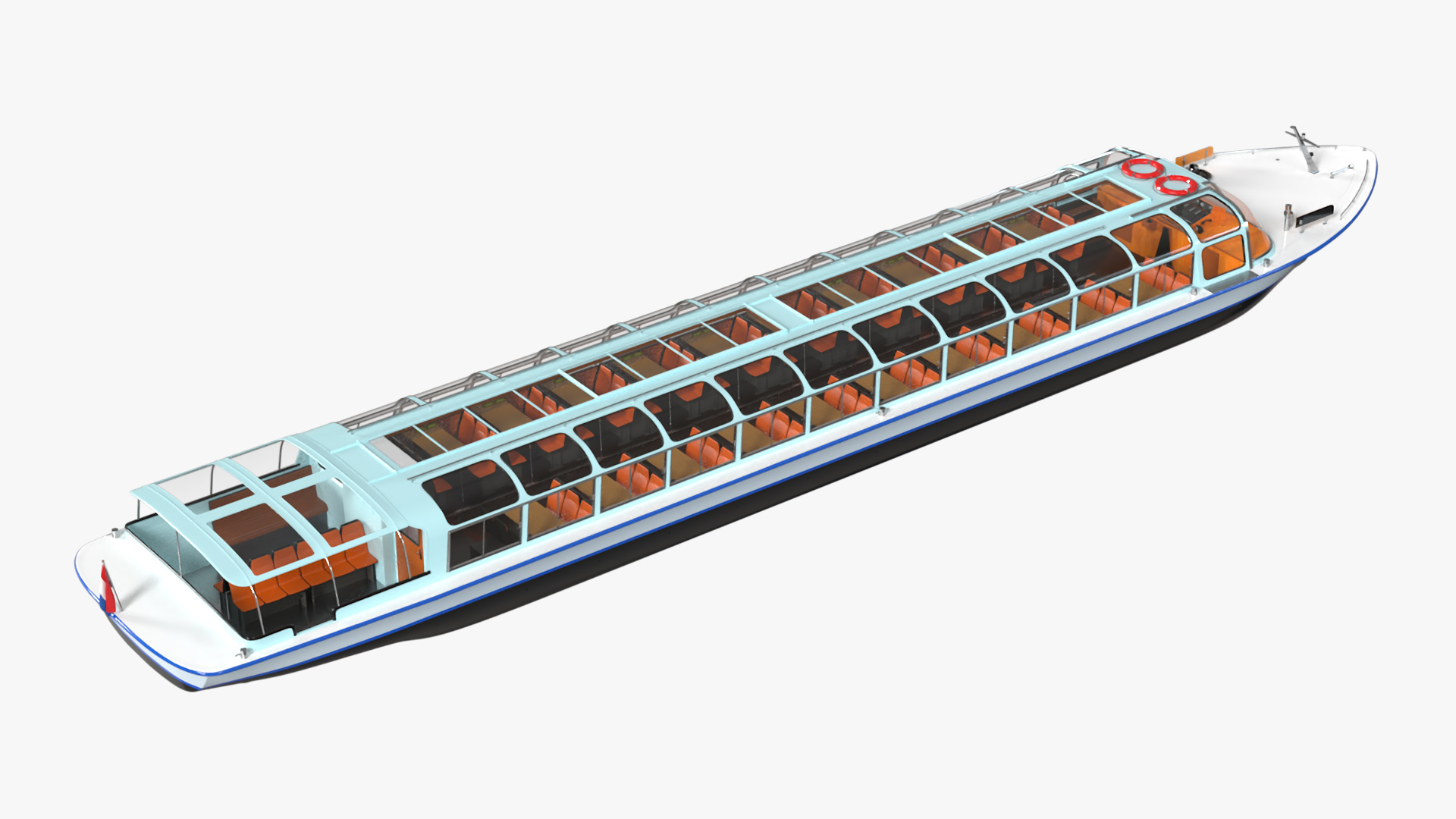 Canal Amsterdam Glass Top Pleasure Boat 3D model