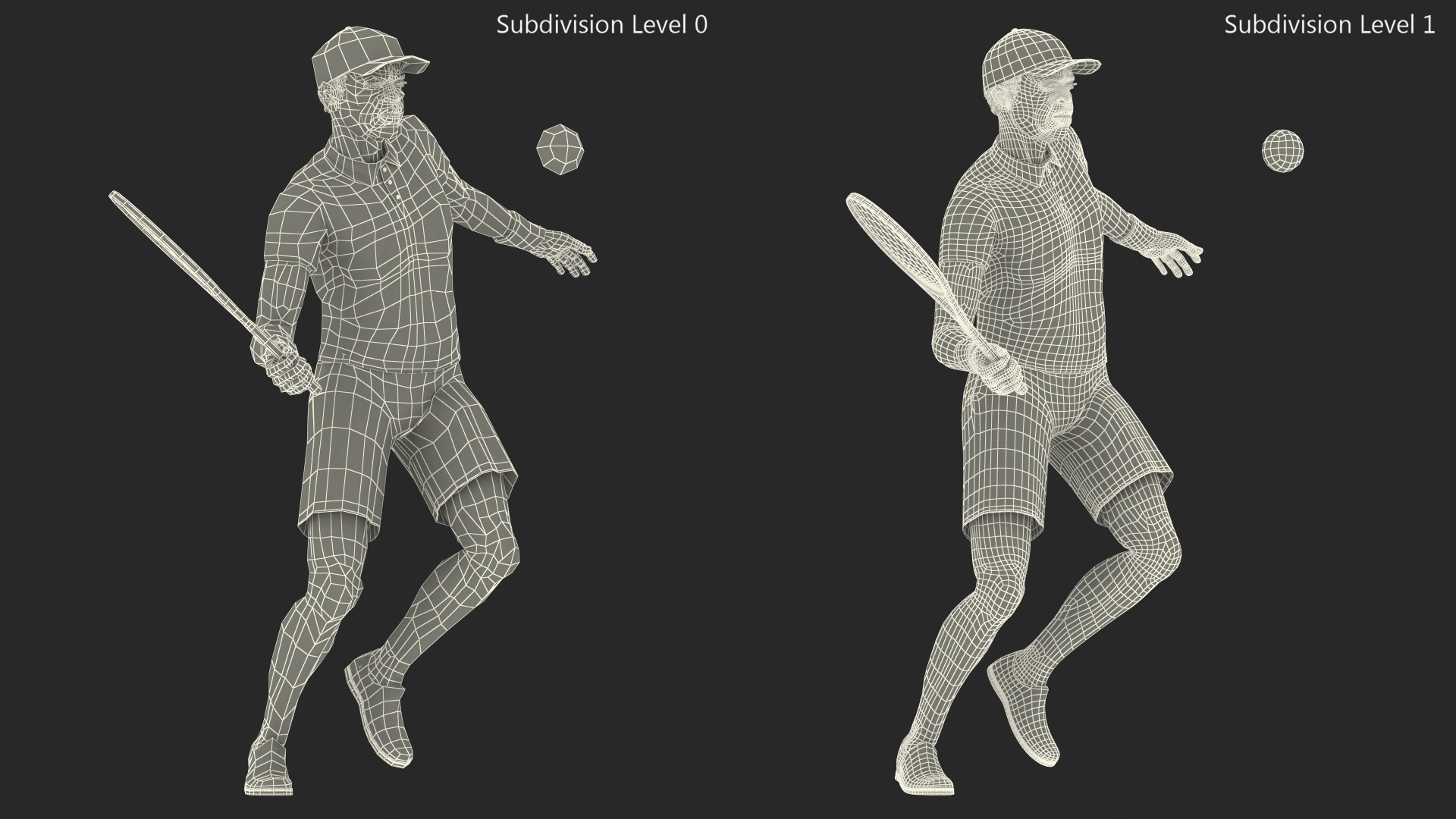Black Elderly Man Playing Tennis 3D