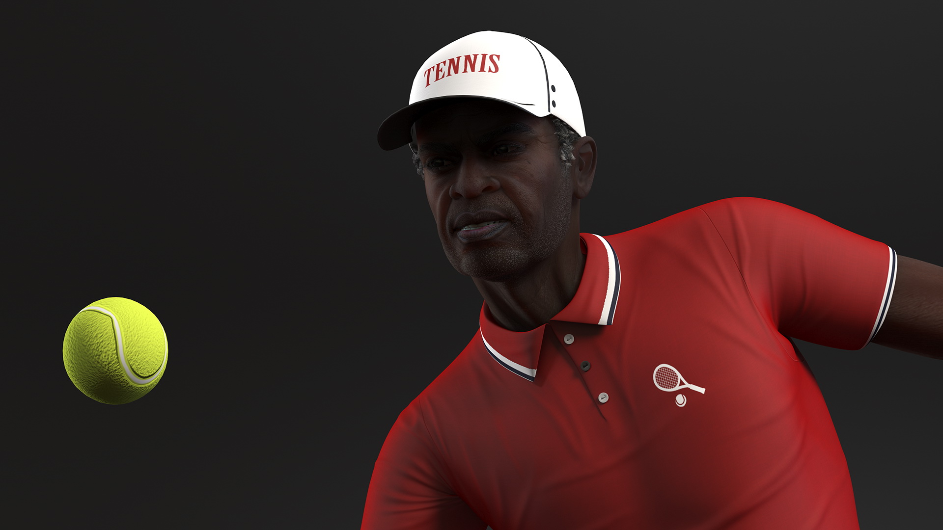 Black Elderly Man Playing Tennis 3D