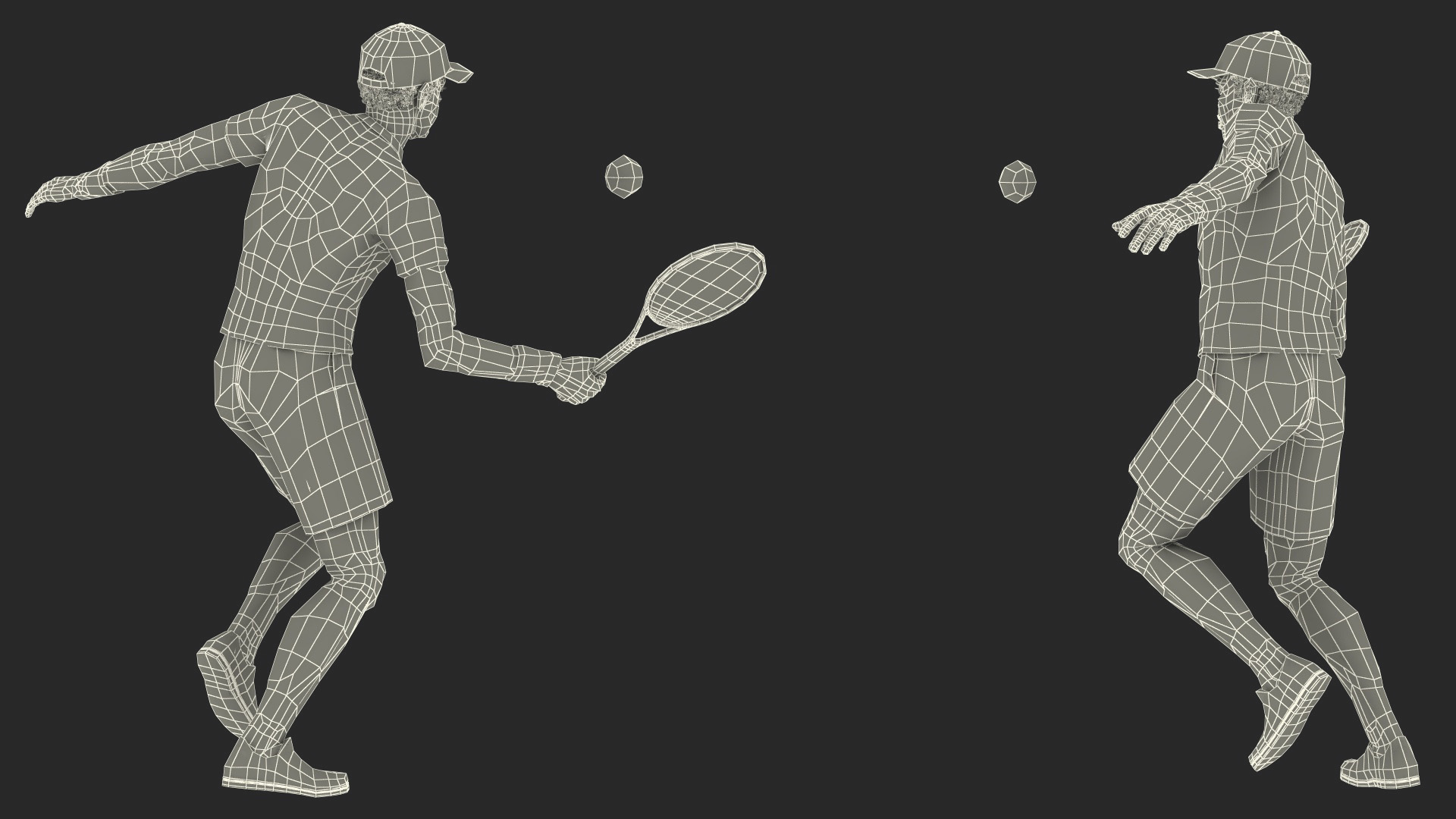 Black Elderly Man Playing Tennis 3D